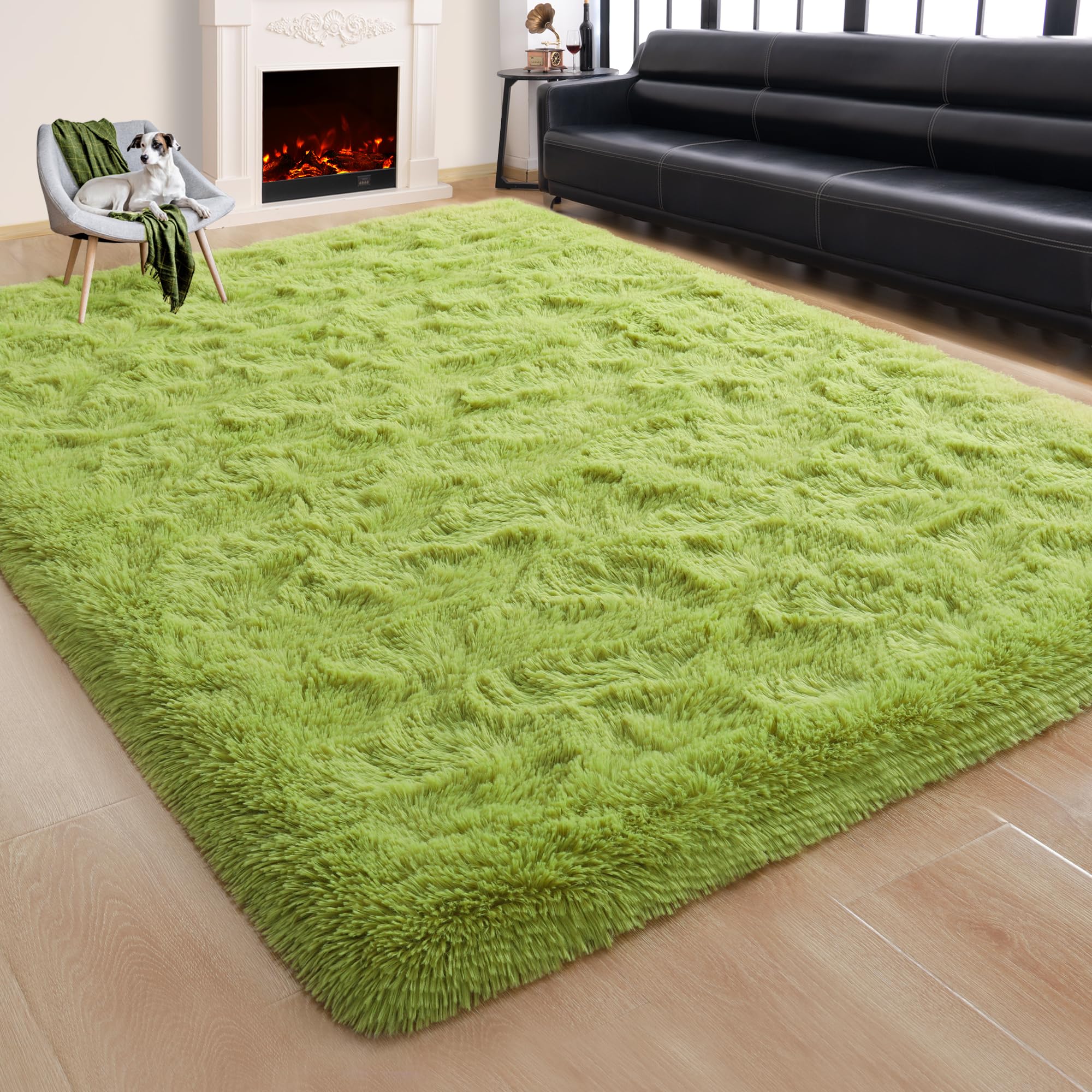RostyleSuper Soft Fluffy Area Rug, Christmas & Kids Room Rug, 1.8m x 2.7m, Green