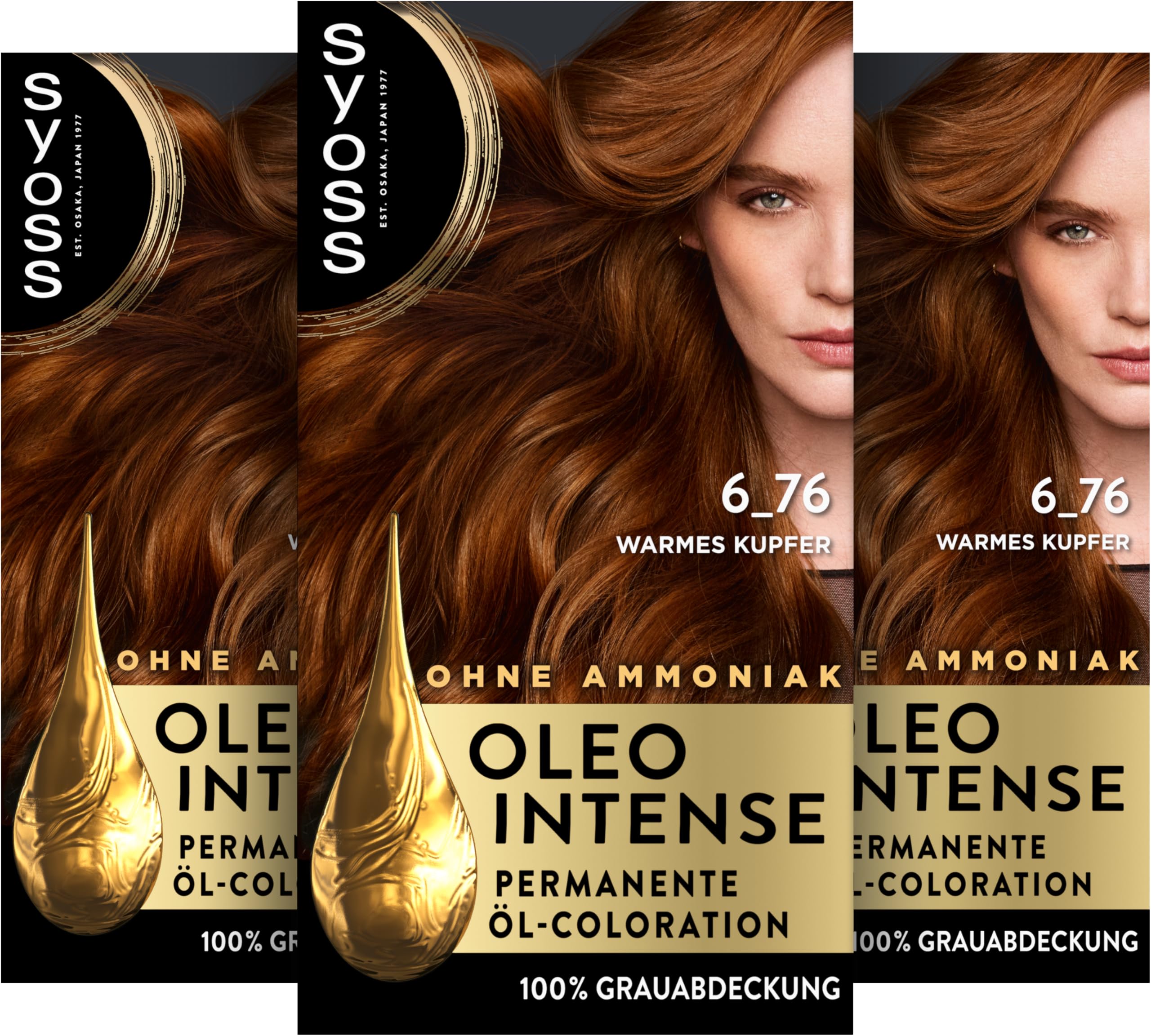 Syoss Oleo Intense - Coloración de aceite 6-76, cobre cálido, nivel 3 (115 ml), color permanente con aceite nutritivo, coloración sin amoniaco