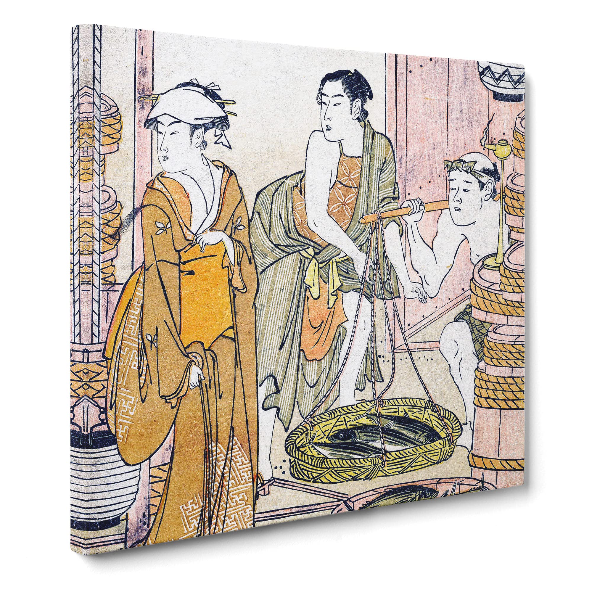The Fish monger by Torii Kiyonaga Canvas Print, Mixed, 35L x 35W cm