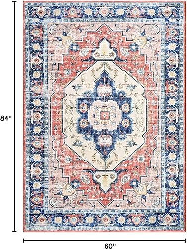 Miniatura 165 de COZYLOOM Alfombra de área de 2 x 6 pies, tribal, envejecida, para entrada, medallón vintage, alfombra para interiores, alfombra de pelo bajo, suave