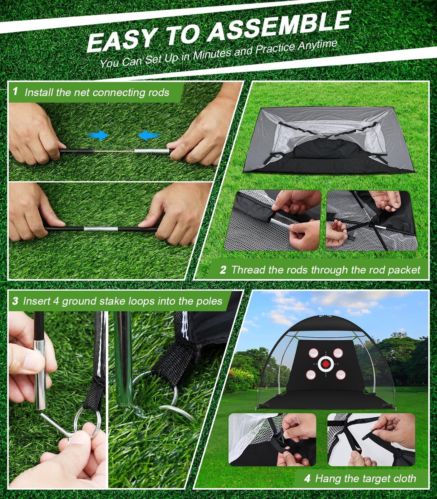 Golf Net, 10x7FT Golf Practice Net with Tri-Turf Mat for Outdoor Indoor, All-in-One Golf Hitting Aid Nets for Backyard Training Driving Chipping Swing, Gifts for Men/Him/Dad/Golfer