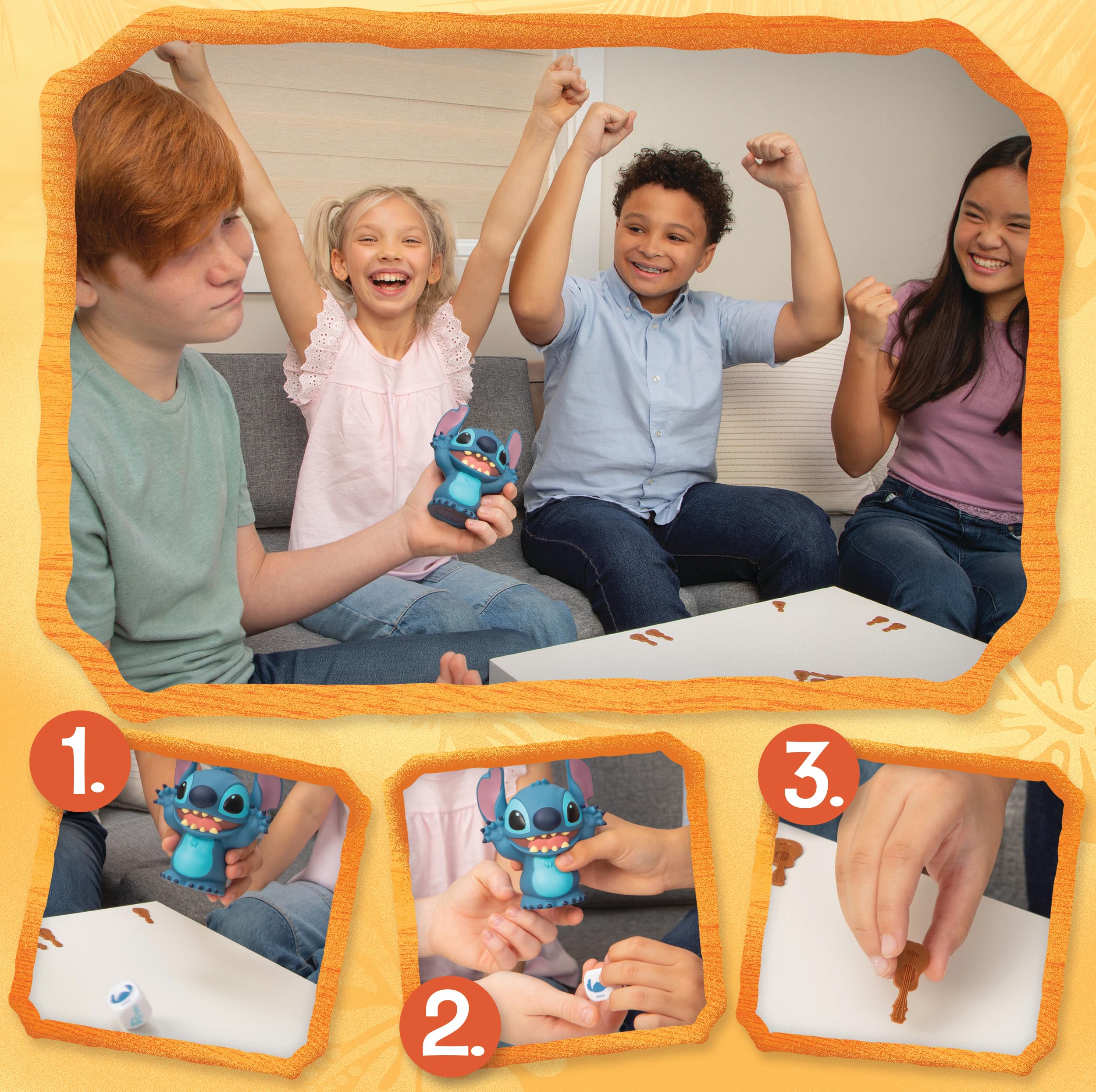 Goliath – Disney Laughing STITCH Game – Juego de Mesa Divertido para Niños 6+ Años – Velocidad & Reflejos – Stitch Electrónico con Sonidos, Dado y Fichas – Para Familia– 2+ Jugadores – Pilas Incluidas