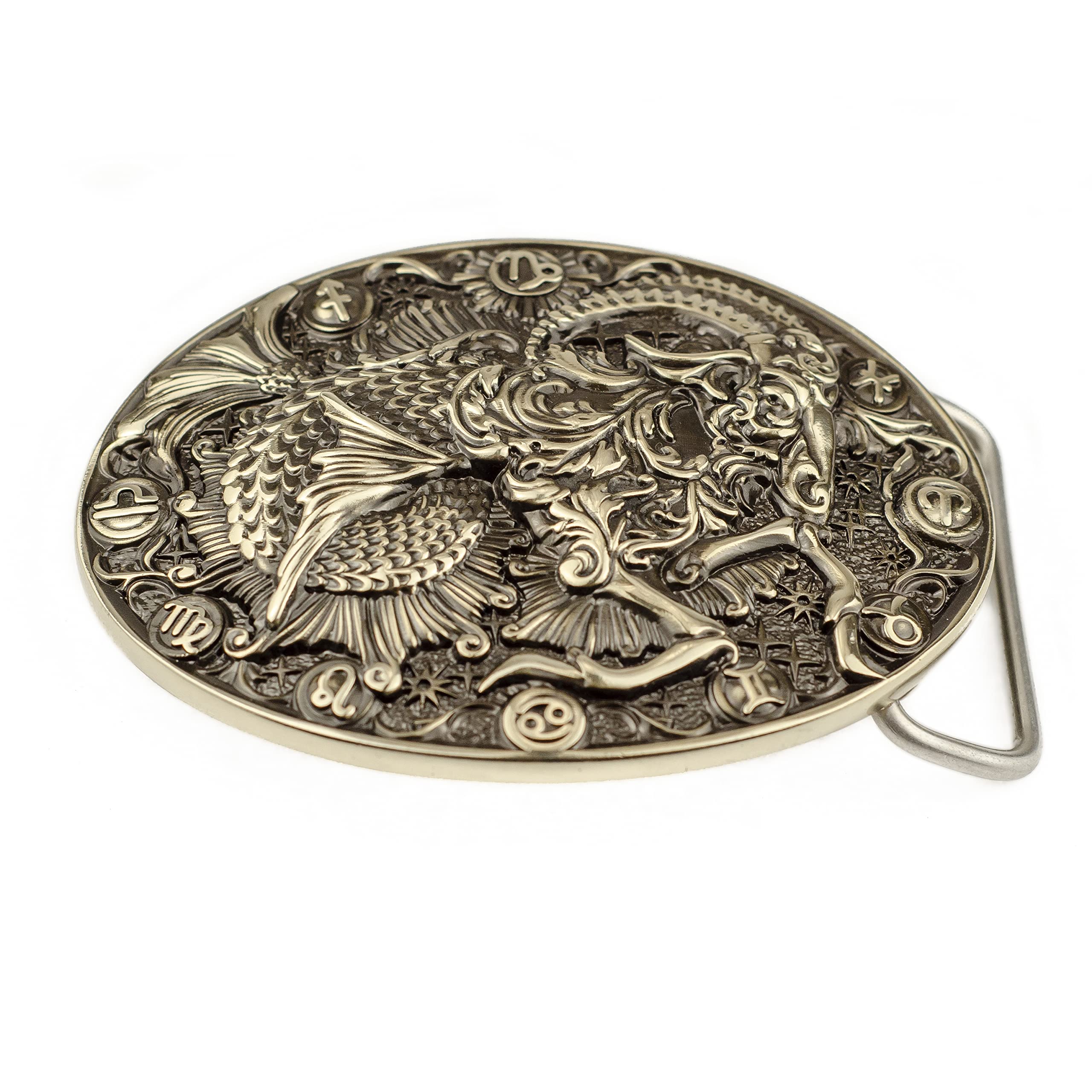 Capricorn german silver belt buckle, Capricorn Sea Goat Horoscope Astrological Zodiac Sign solid belt buckle for mens and womens casual belt