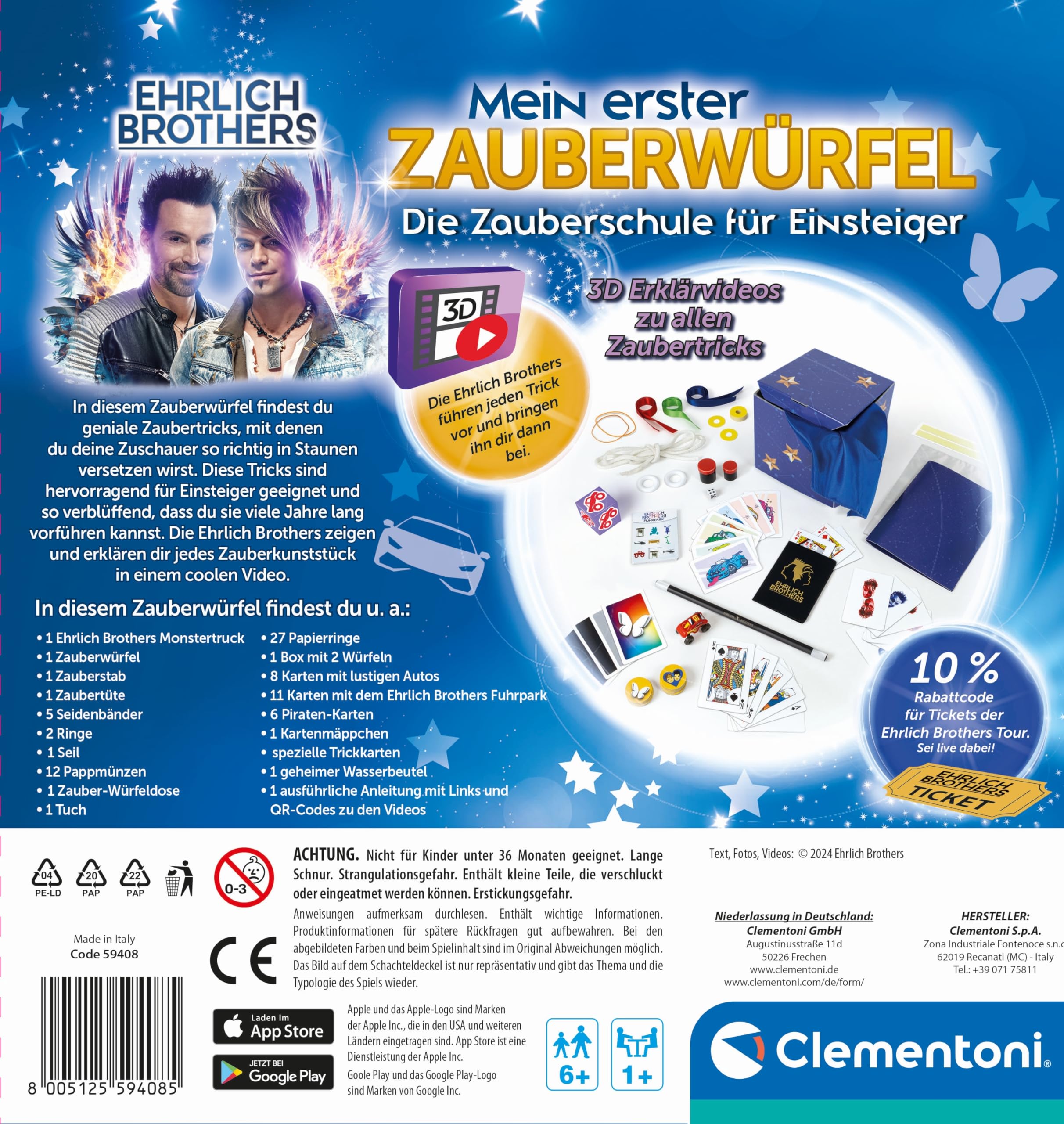 Clementoni Ehrlich Brothers Mein erster Zauberwürfel - Equipment für Zaubertricks - Zauberbox als Einstieg in die Magie - Zauberkasten für Kinder ab 6 Jahren 59408