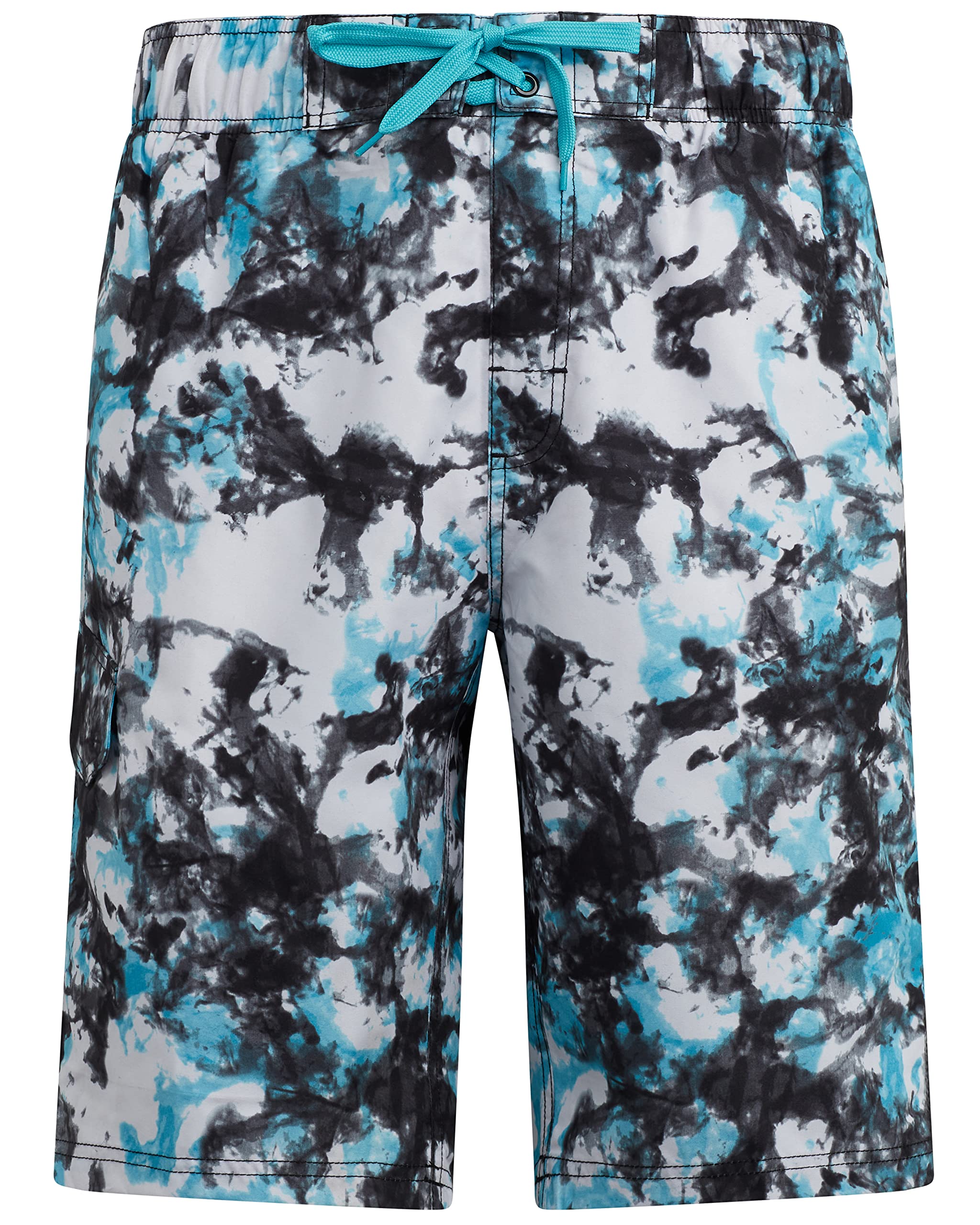 Kanu Surf Jungen Specter Quick Dry UPF 50+ Beach Swim Trunk Badehose, Seafoam Black/Aqua, 10-12