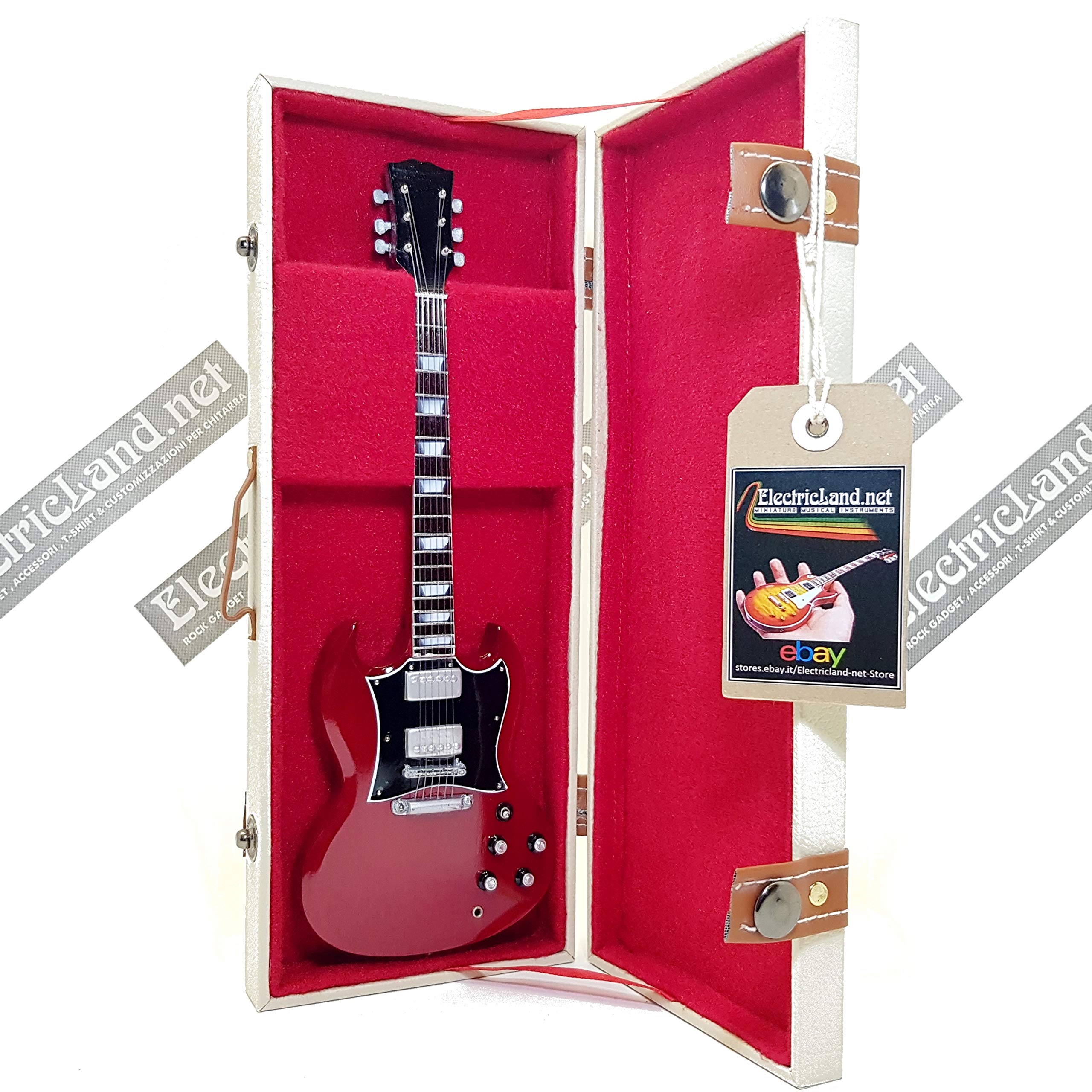 Mini guitar Angus Young AC/DC sg model + boîtier miniature à échelle 1:4 guitare miniature avec étui de collection music gadget rock ac-dc