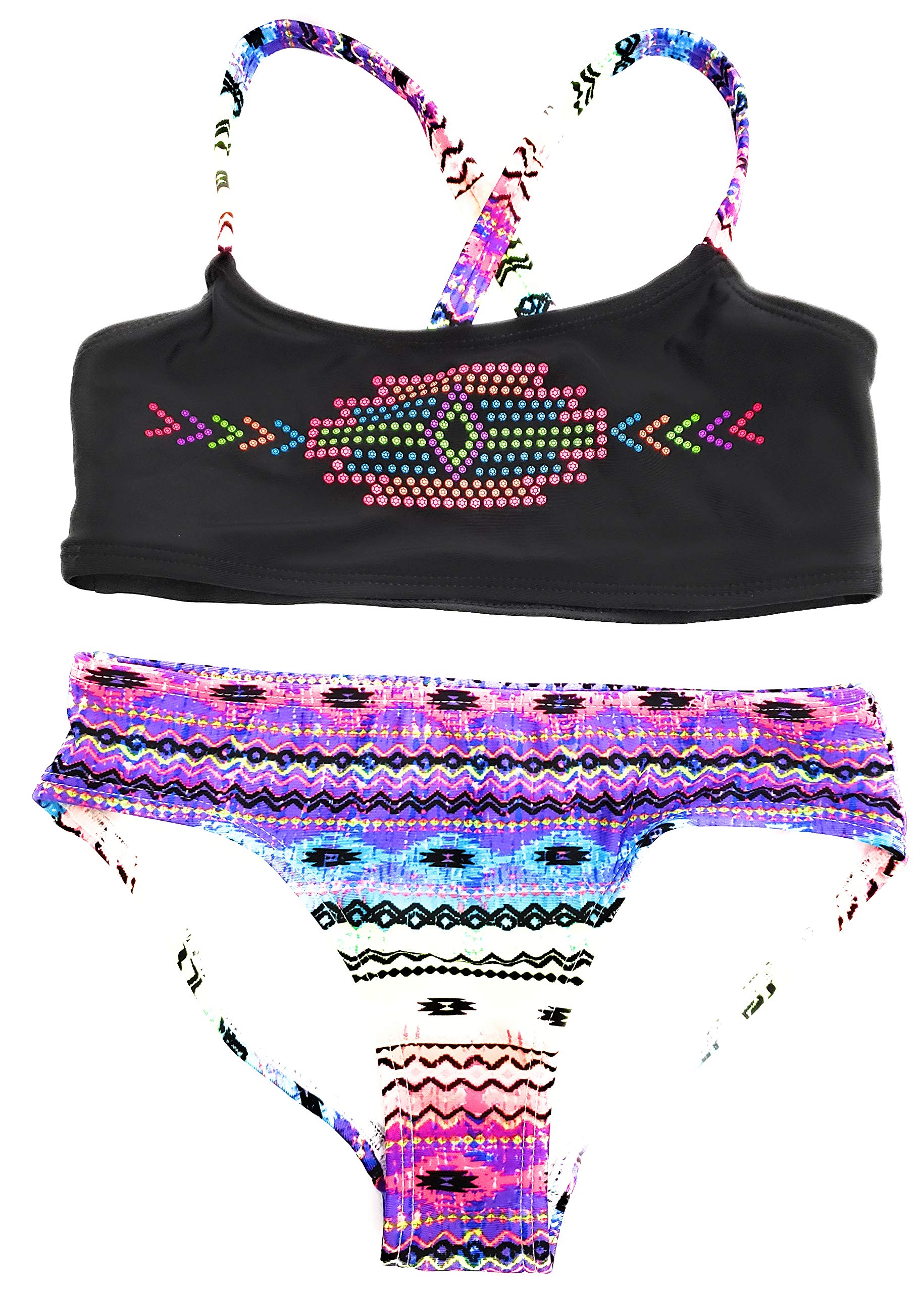 Wonder Nation Girls Aztex Criss Cross Back Bikini Swimsuit