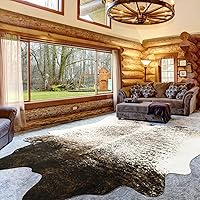 Vista 23 de Alfombras de piel de vaca, alfombra pequeña de piel de vacuno, lavable de piel sintética de animales, 2 x 3 pies, antideslizante, alfombra