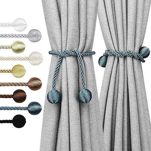 Alzapaños de cortina para exteriores, elegantes alzapaños decorativos, modernos para cortinas, soportes de cortina de ventana para cortinas (azul, 2)
