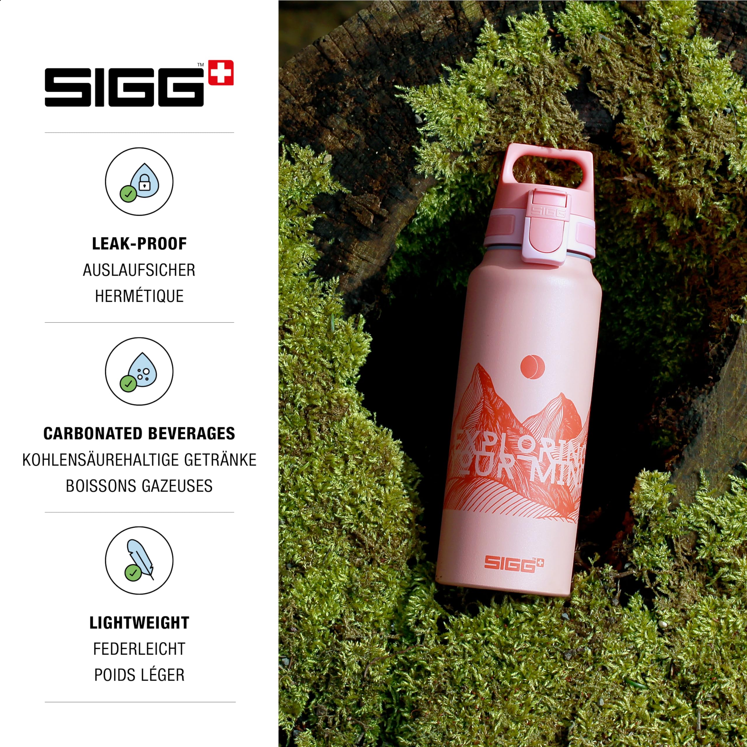 SIGG - Gourde Aluminium - WMB Pathfinder - Certifiée Neutre En CO2 - Convient Aux Boissons Gazeuses - Étanche & Légère - Sans BPA - 1L