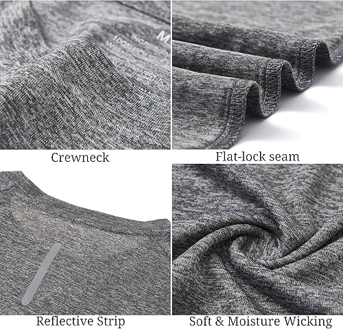 Miniatura 6 de Frueo Paquete de 3 camisetas de entrenamiento para hombre, ajuste atlético, secado rápido, absorbe la humedad, camisetas deportivas de malla.