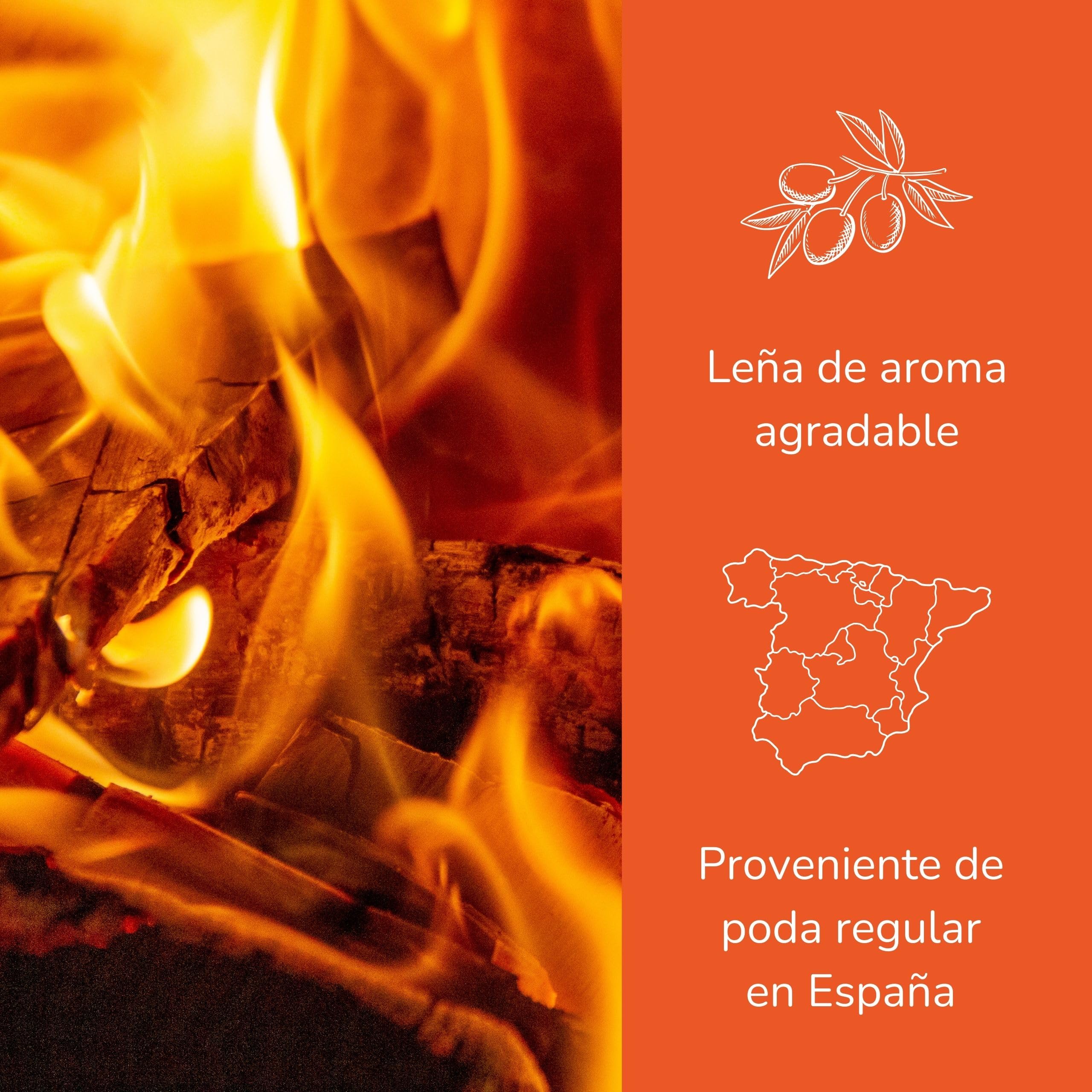 Leña de Olivo 25kg – Leña para Chimenea, Estufa, Barbacoa, Horno – Troncos de Madera para Chimenea – Aroma Agradable para Hogar – Alto Poder Calorífico - Poda Controlada España (25 kg)
