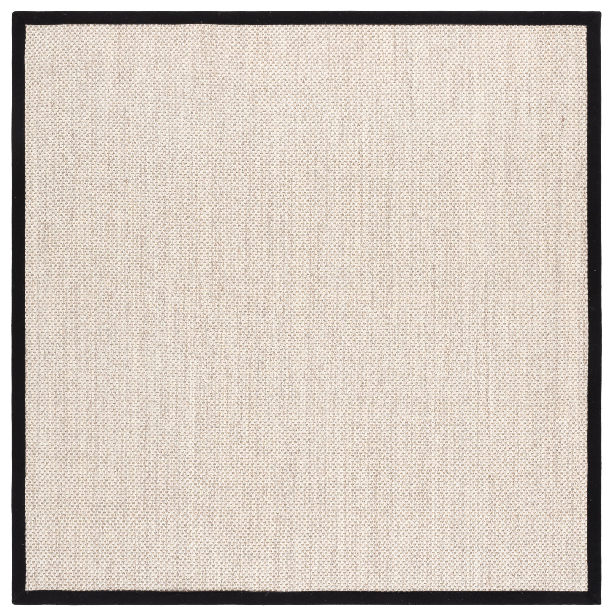 SAFAVIEH Area Rug 10' Square - Natural Fiber Collection - Large - Marble & Black, Sisal, Woven Design with Border (NF143A)