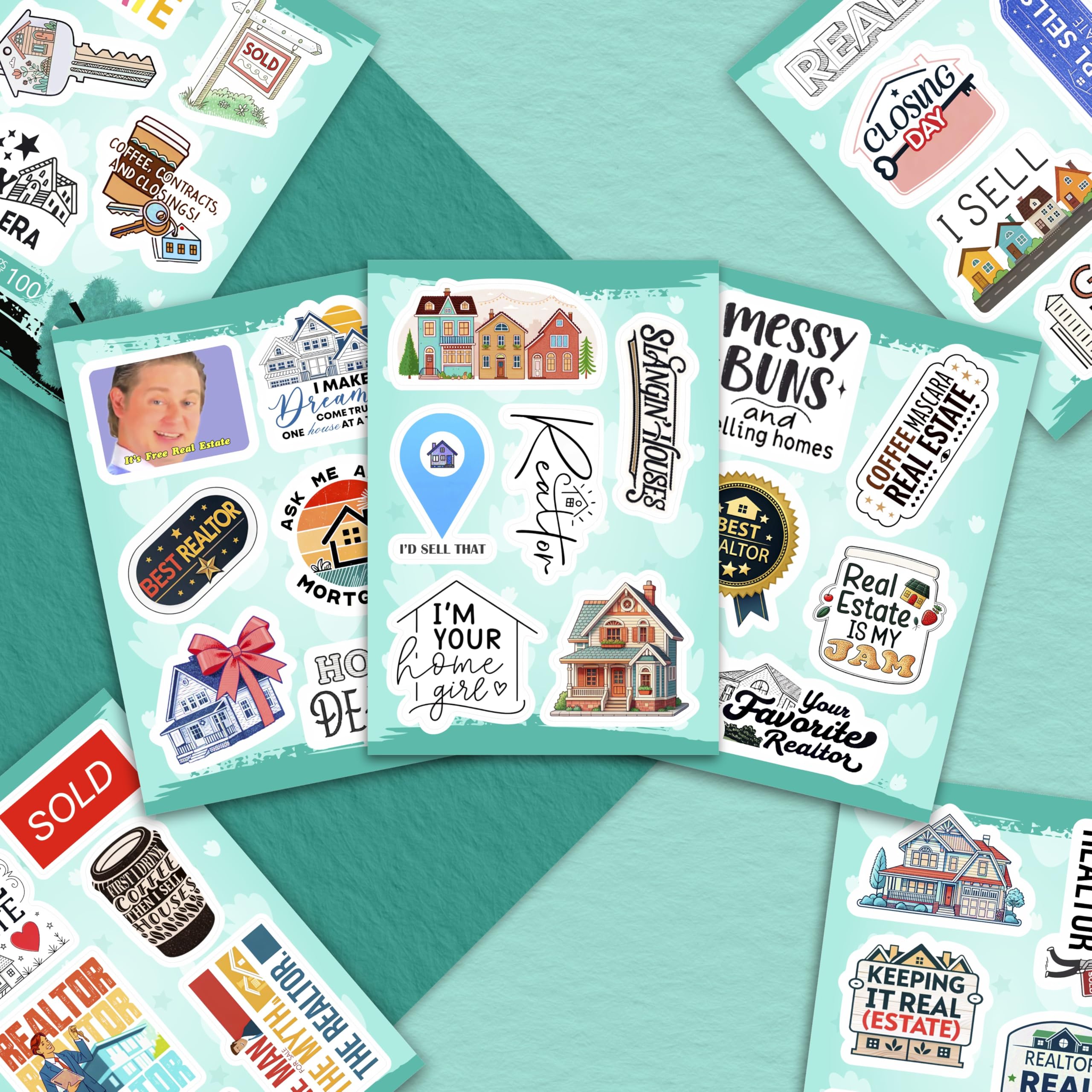 100Pcs Realtor Stickers for Laptop & Water Bottles, Real Estate Stickers - Real Estate Agent Gifts - Realtor Party Supplies - Gift for Women & Men