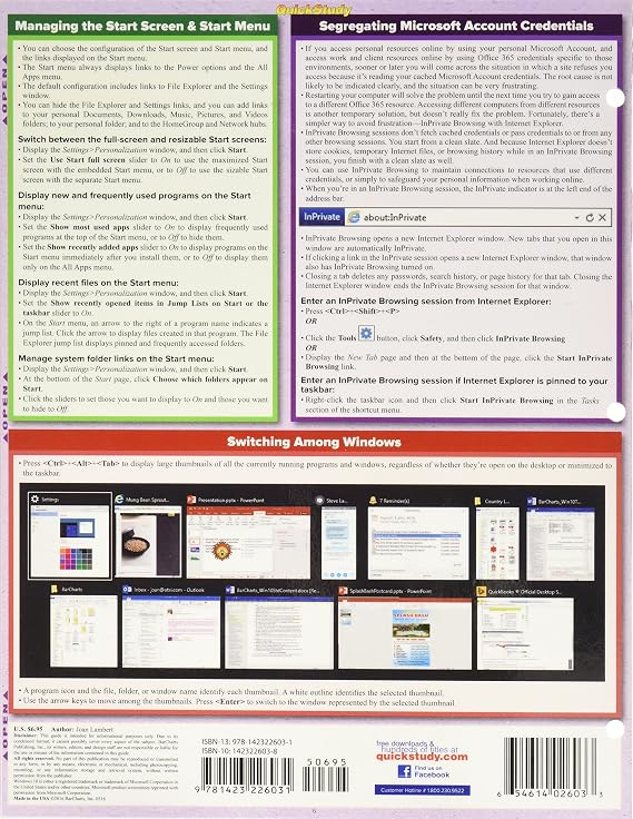 نصائح وحيل Microsoft Windows 10: دليل مرجعي مغلف من QuickStudy (كمبيوتر الدراسة السريعة)