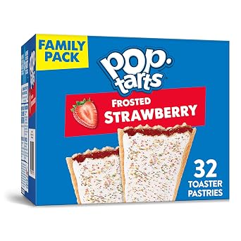 Kelloggs Pop-Tarts Frosted Strawberry Toaster Pastries - Fun Breakfast for Kids, Family Pack 32 Count