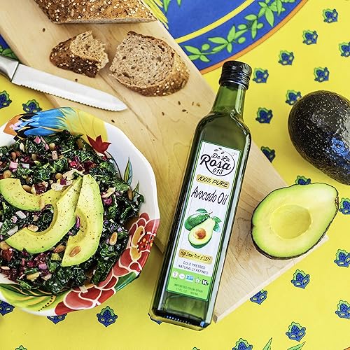 Vista 6 de De La Rosa Aceite de aguacate 100% puro, Kosher para Pascua, vegano, sin OMG y sin gluten, ideal para cocinar con alto punto de humo, primer aceite