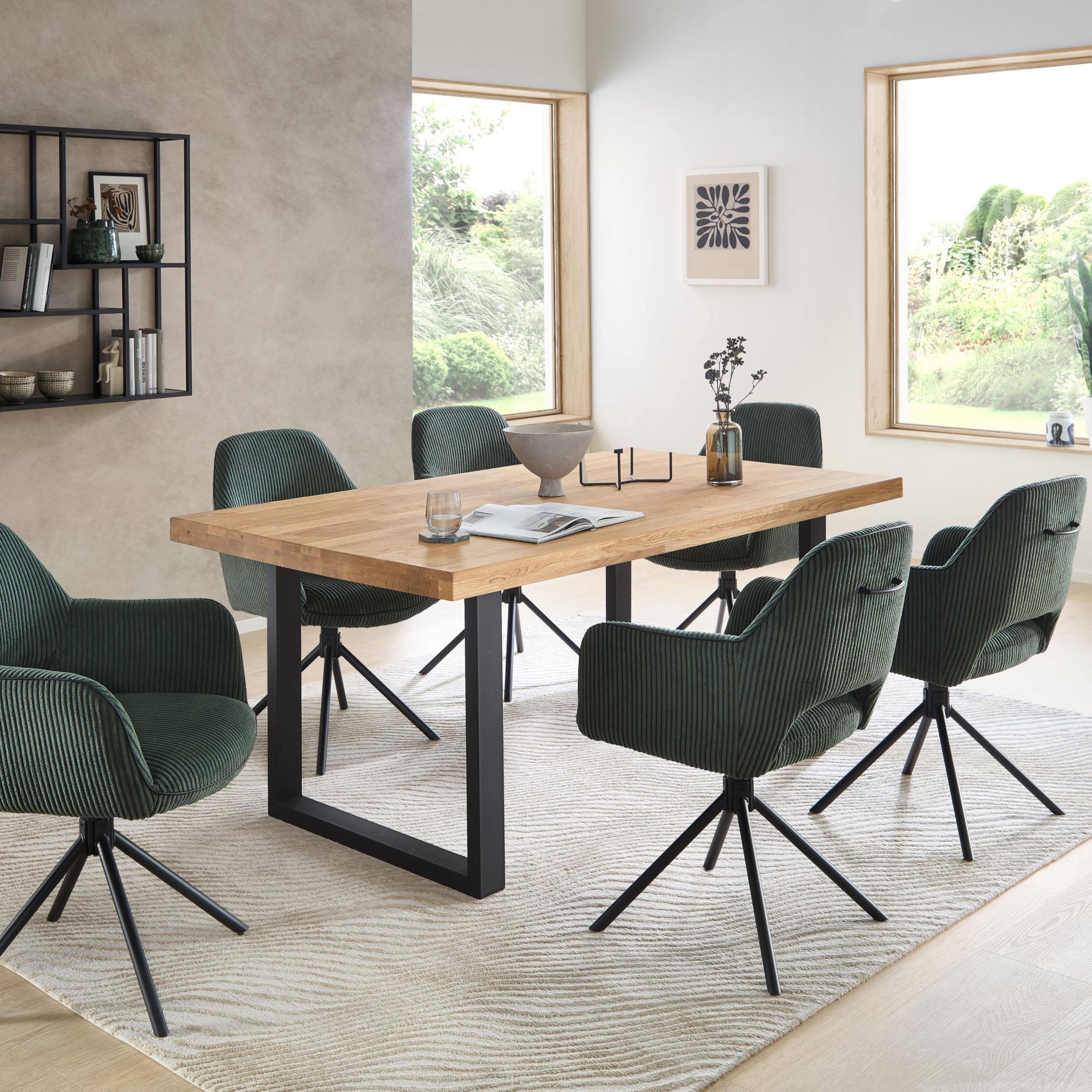 CHRIS U Esstisch Eiche Massivholz Esszimmertisch 180 x 76 x 100 cm (B/H/T)