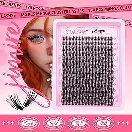 JIMIRE Wispy Lash Clusters Natural Look 192Pcs Wispy Manga Eyelash Clusters CC Curl Cluster Eyelash Extensions Natural Cluster Individual Lashes 10-18mm Mix Lash Extensions for Beginners