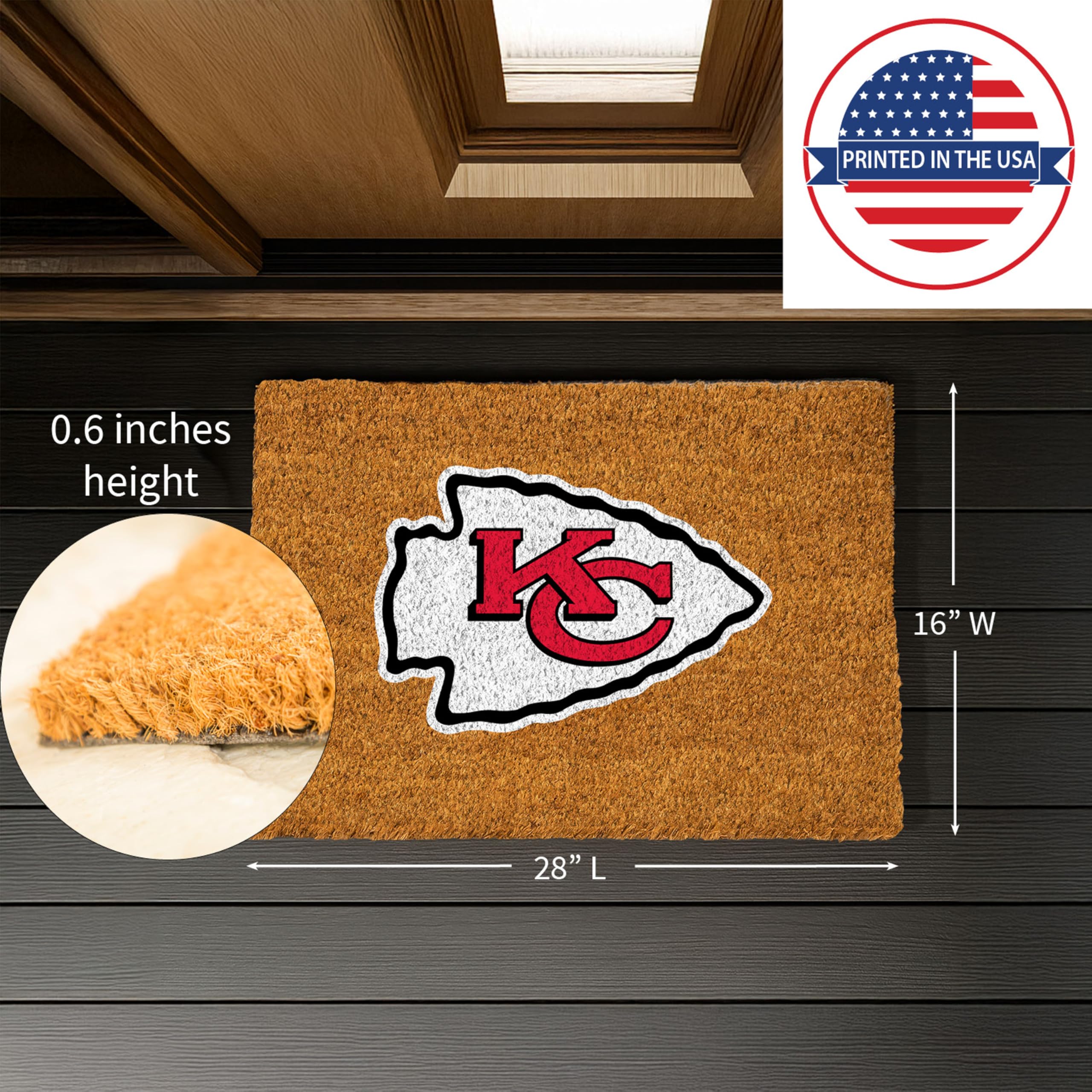 Amazon.com: NFL Kansas City Chiefs Natural Coir Doormat, Official