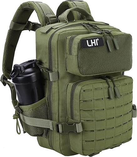 Miniatura 22 de LHI - Mochila táctica militar para hombre, 25/45 L, mochila grande Molle del ejército, mochila de asalto de 3 días, para senderismo, con 2-Plateado