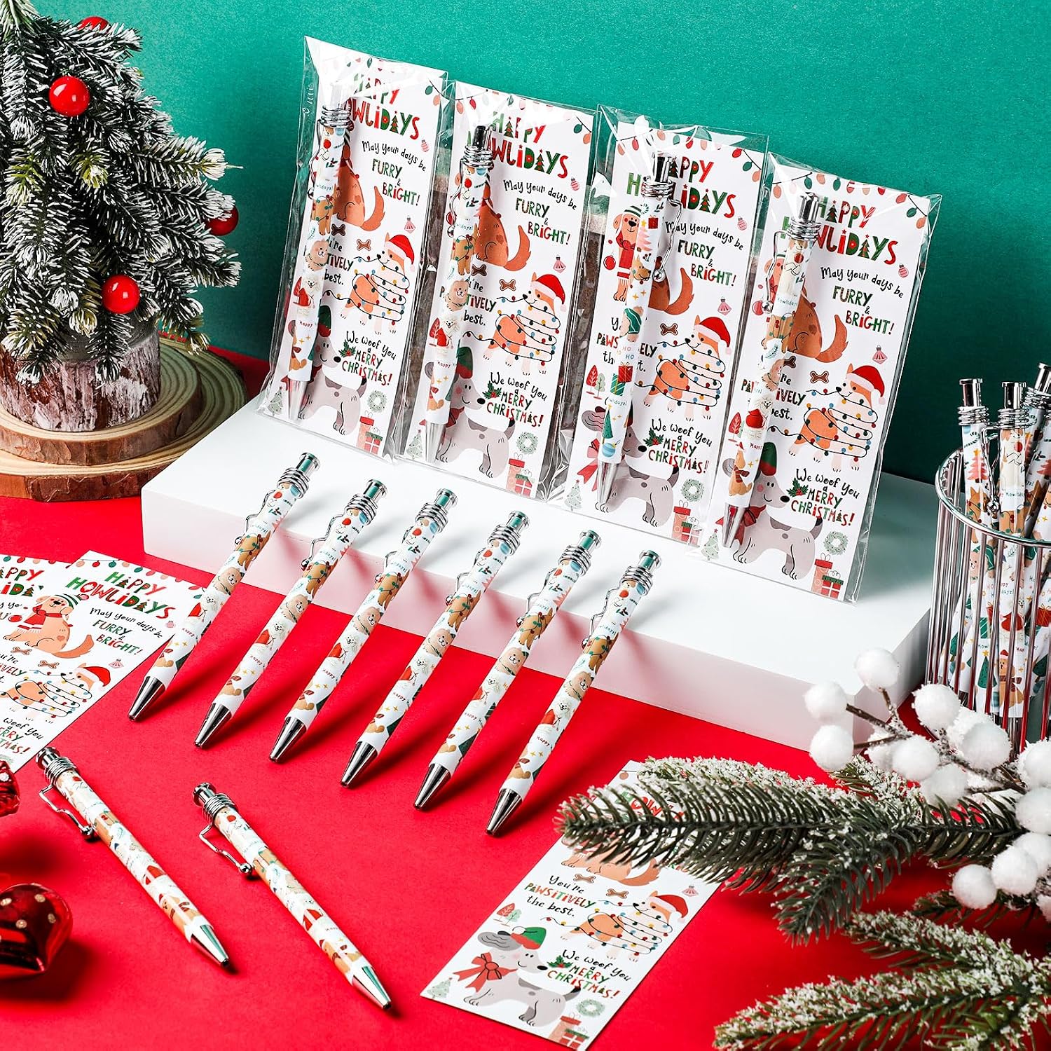 AmazingSpark 25 Sets Dog Christmas Pens Cards Bookmarks Party Favors image 4
