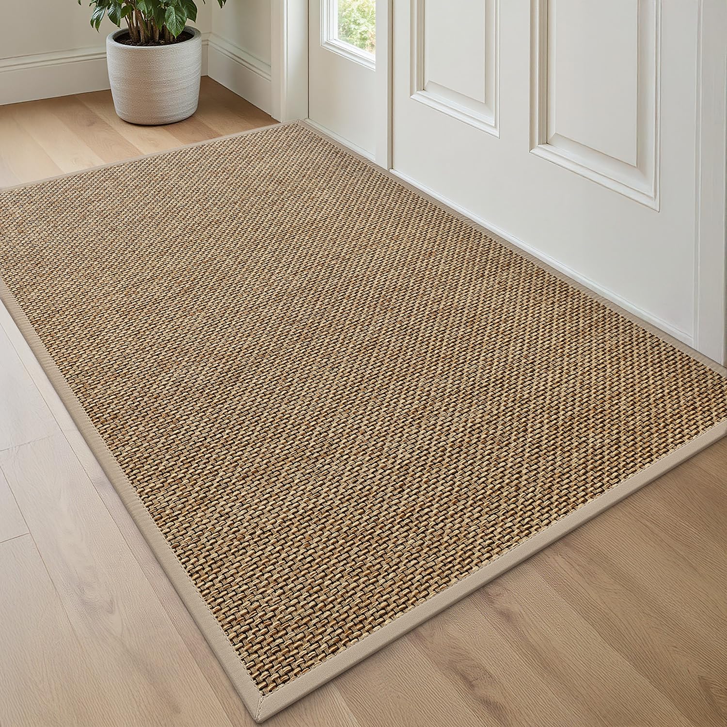 DEXI Door Mat 90 x 140 cm, Non-slip Dirt Trapper Doormat Inside with Rubber Backing, Low Profile Indoor Floor Mats for Hallway Entrance, Doorways, Porch, Beige