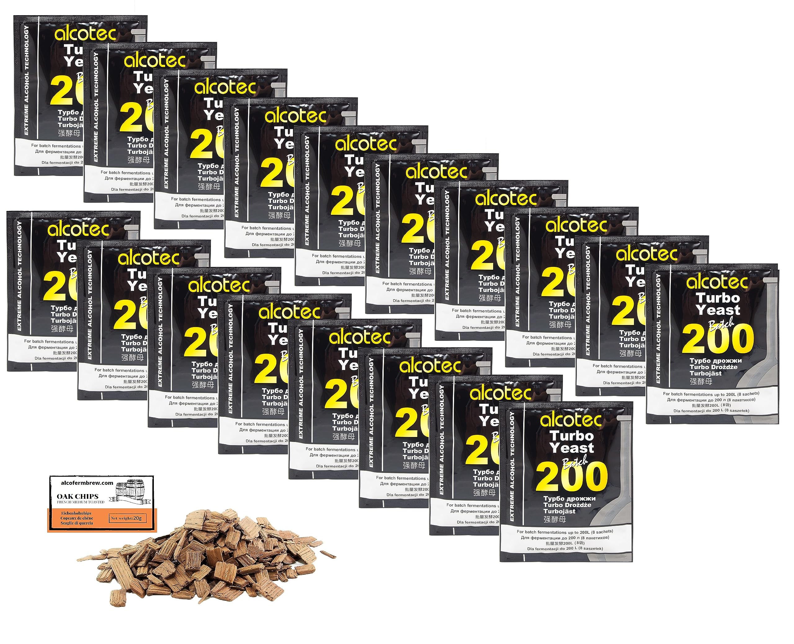 18 x Turbohefe - Alcotec Batch 200-86g, Hefe zur Zuckergärung, Turbo Hefe, Hefe für Maische, Hefe für die Gärung, Wodka-Hefe