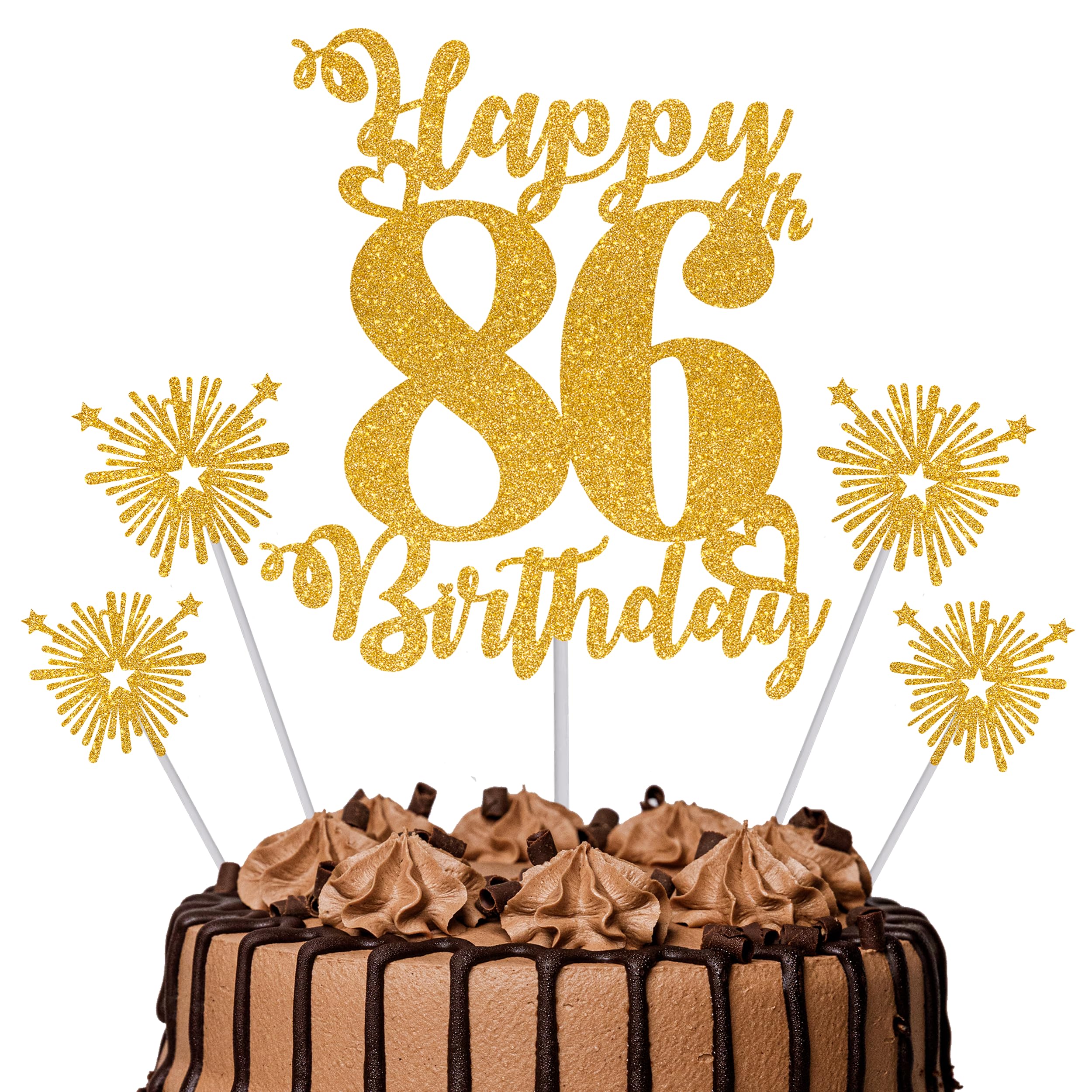 Gold Glitter 96th Birthday Cake Topper Set – 5 Piece Premium Glitter Birthday Decoration & Party Supplies for Men, Women & Kids – 96th Birthday — view 74