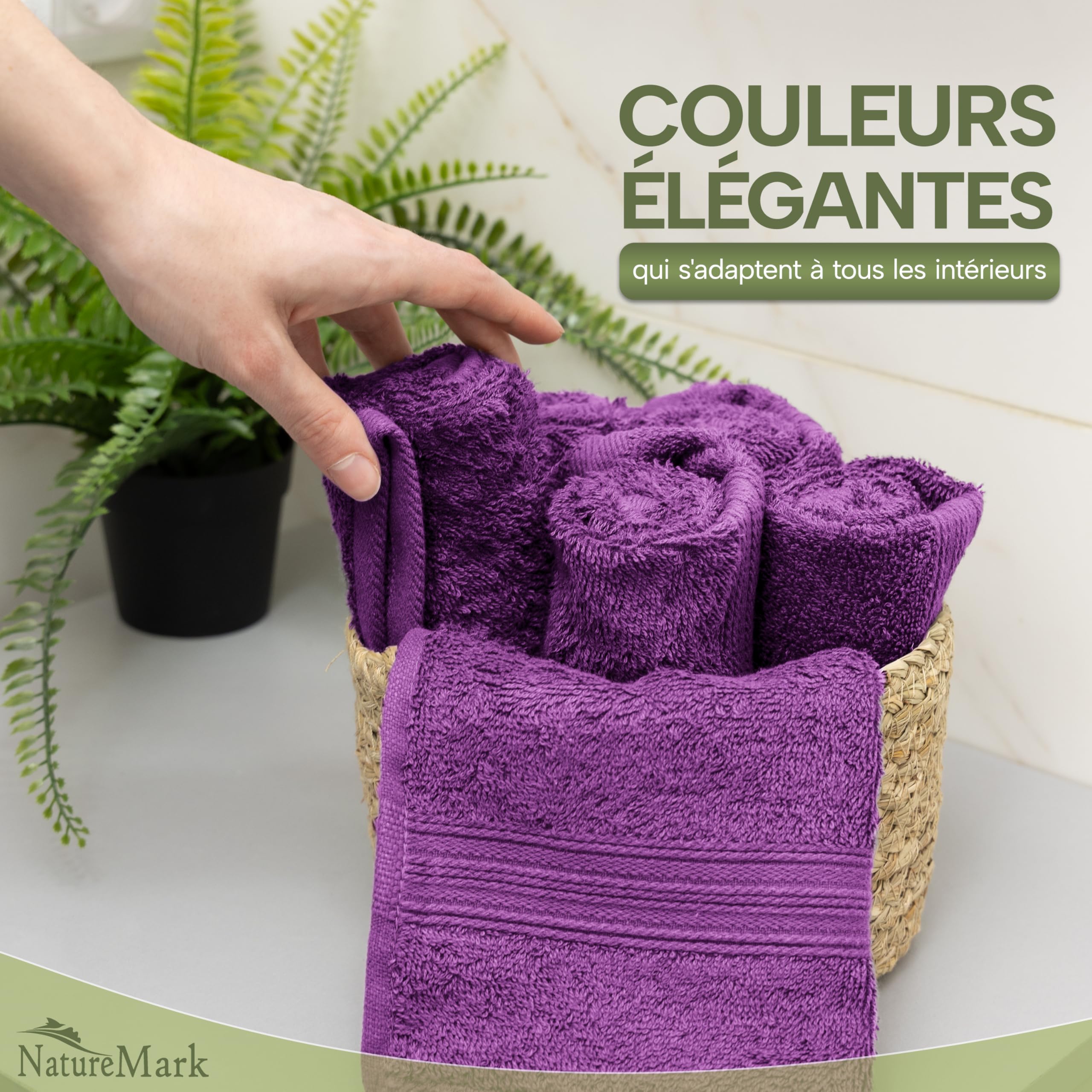 Lot De 12 Serviettes Invité 30x50cm - Coton Épais 500g/m² - Couleur Terracotta