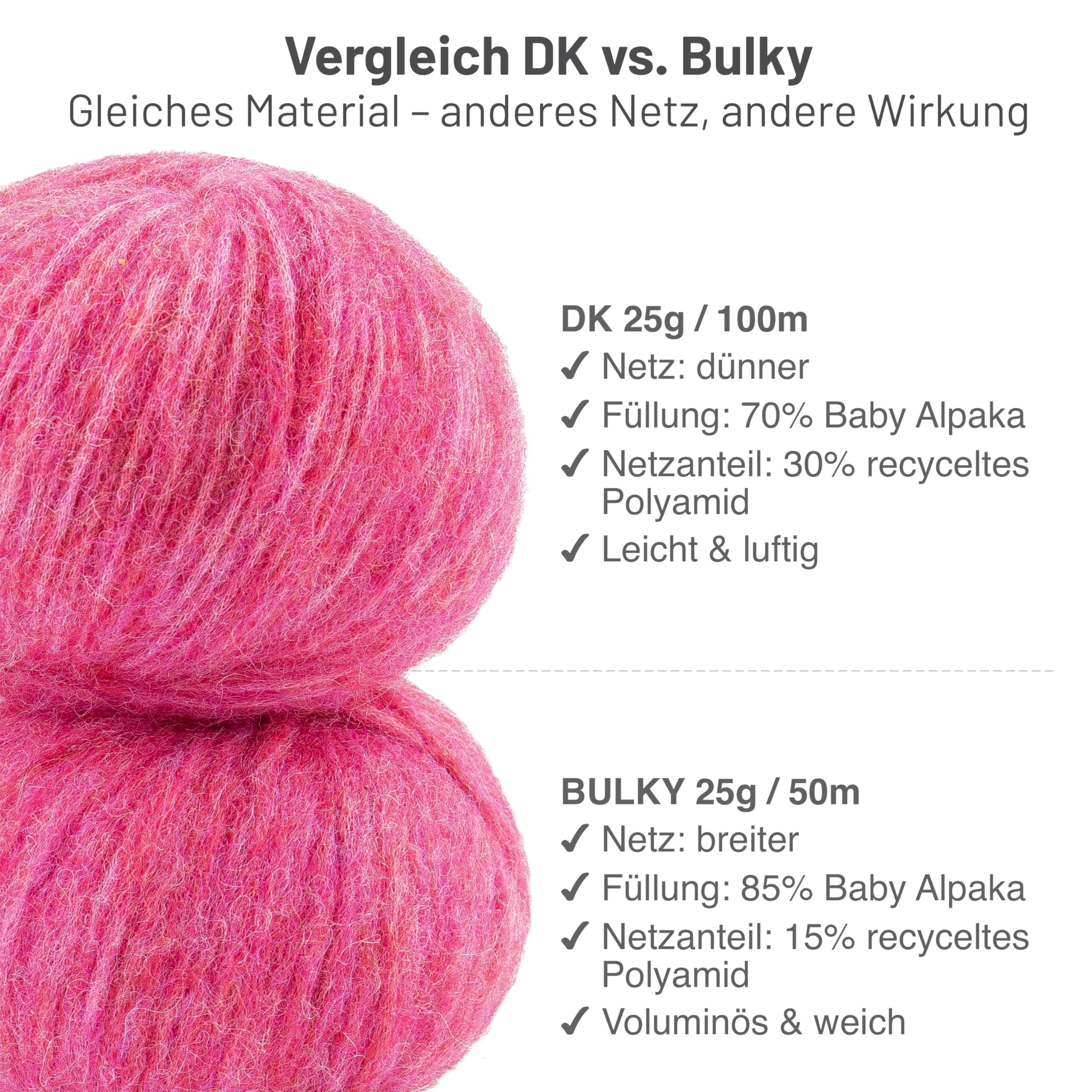 HANSA-FARM |Alpawool Baby Alpaka Light 100 DK im 6er Set - leichte und kratzfreie Wolle zum Stricken & Häkeln - HF191 Himbeersahne heather