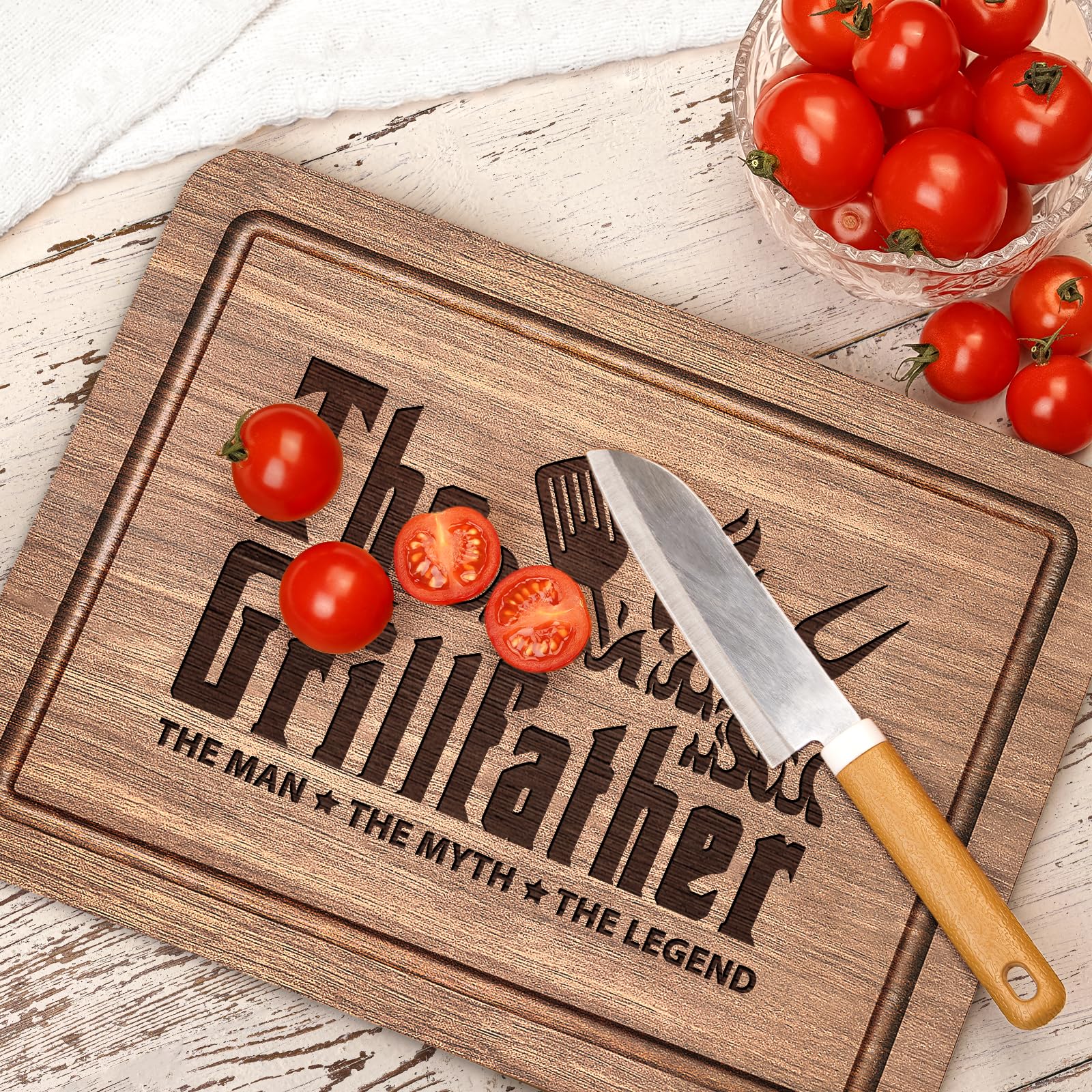 Regalos para el día del padre para papá – Tabla de cortar grabada en nogal de alta calidad, regalo de cumpleaños para papá, regalos personalizados para papá, regalos de cocina geniales para papá de