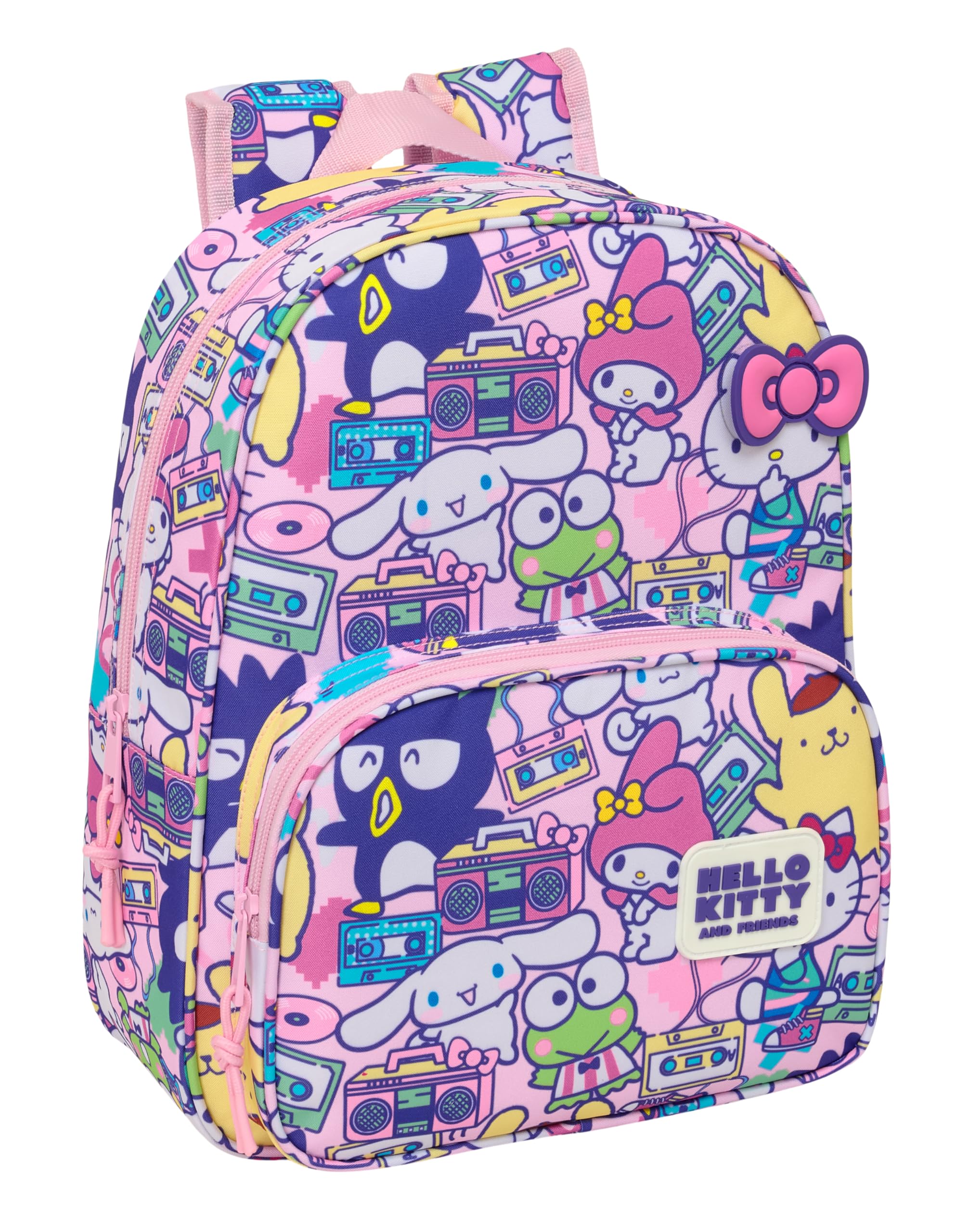 HELLO KITTY & FRIENDS – Animated Children's School Backpack, Children's Backpack, Adaptable to Trolley, Ideal for School Children, Comfortable and Versatile, Quality and Resistance, 26 x 11 x 34 cm