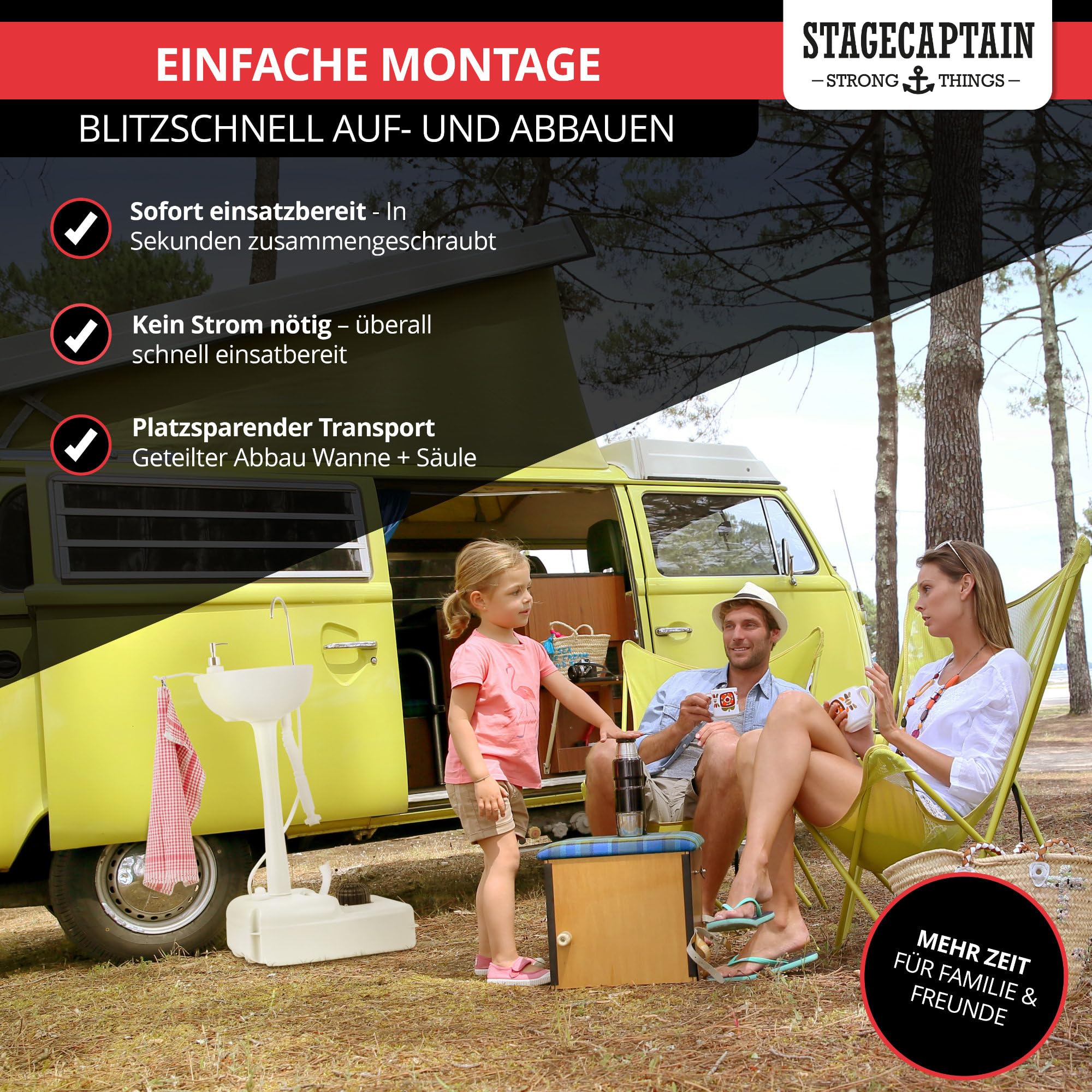 Stagecaptain PSW-17 Quixie Przenośna umywalka kempingowa Zestaw Deluxe - Mobilna umywalka do mycia na świeżym powietrzu Zbiornik Pompa mechaniczna - Zlew z kołami i zbiornikiem na wodę