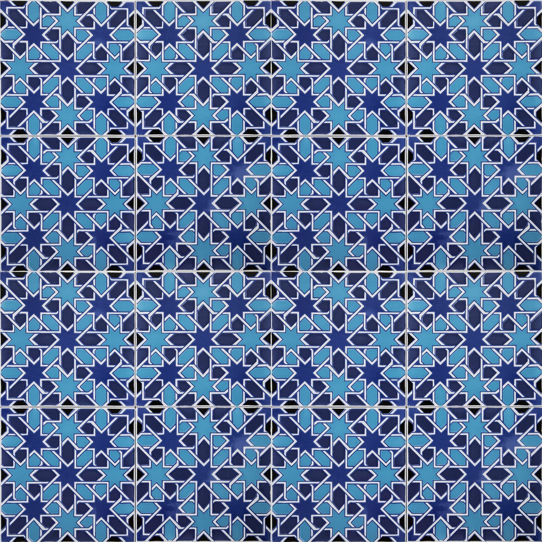 Cerames Azulejos de Cerámica Marroquí Casablanca - Azulejos de mosaico Marroquí para baño, cocina, sala de estar, ducha, debajo de las escaleras | Azulejos marroquíes en estilo oriental 20x20 cm