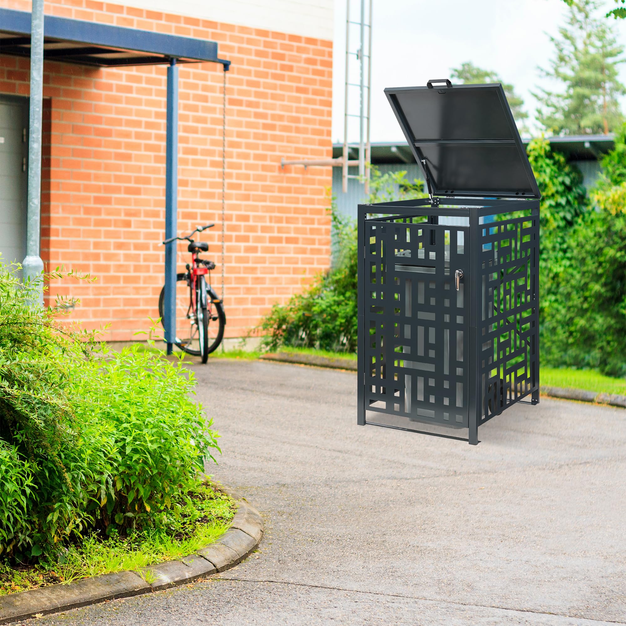 casa.pro Mülltonnenbox 1er Bernalda Mülltonnenverkleidung für 1 Tonne 240l abschließbar 116 x 68 x 80 cm Müllbox wetterfest Mülltonnenhaus Stahl Anthrazit