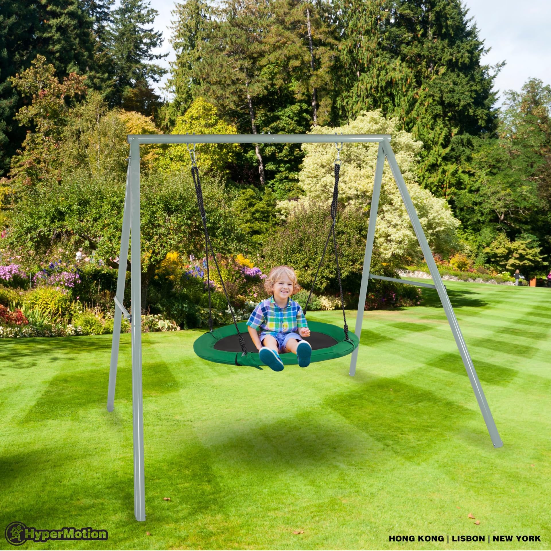 HyperMotion Nid de balançoire de Jardin avec Cadre – Amusement et détente en Plein air sûrs pour Les Enfants avec Design Durable
