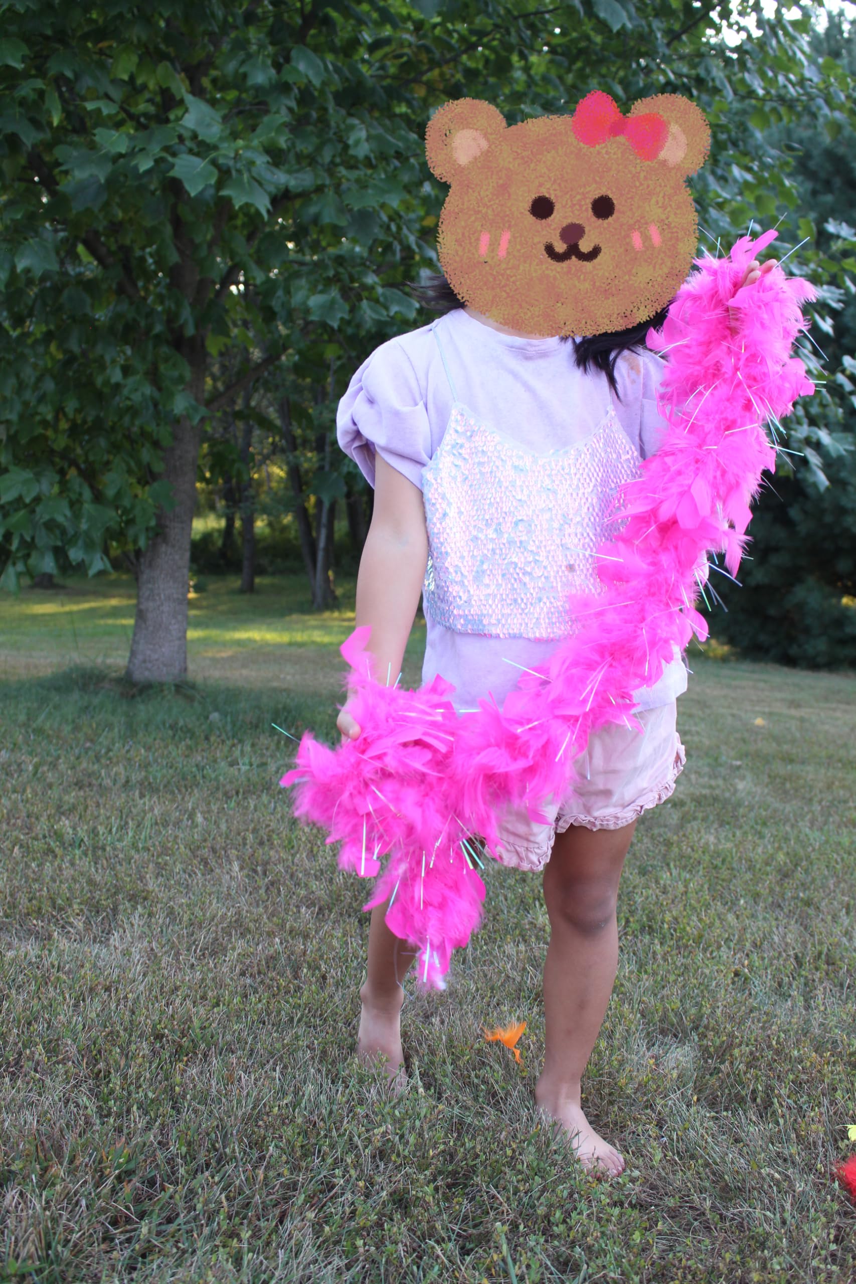 Federboa, 25 g, 1,2 m lang, Chandelle-Federboa, ideal für Party, Hochzeit, Halloween-Kostüm, Weihnachtsbaum, Dekoration (Candy Pink mit Silber)