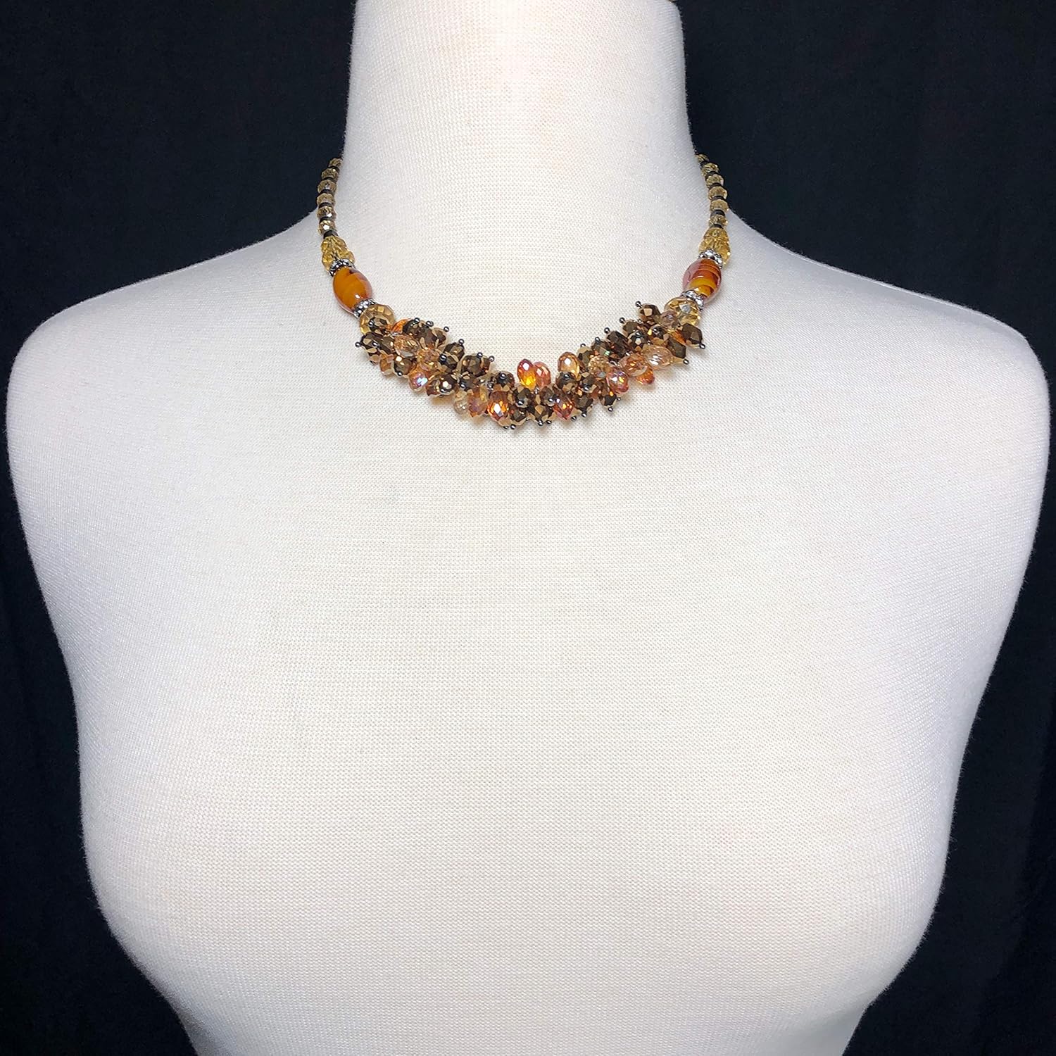 Gypsy Jewels Glass Cluster Beads Silver Tone Statement Necklace & Dangle Earrings Set