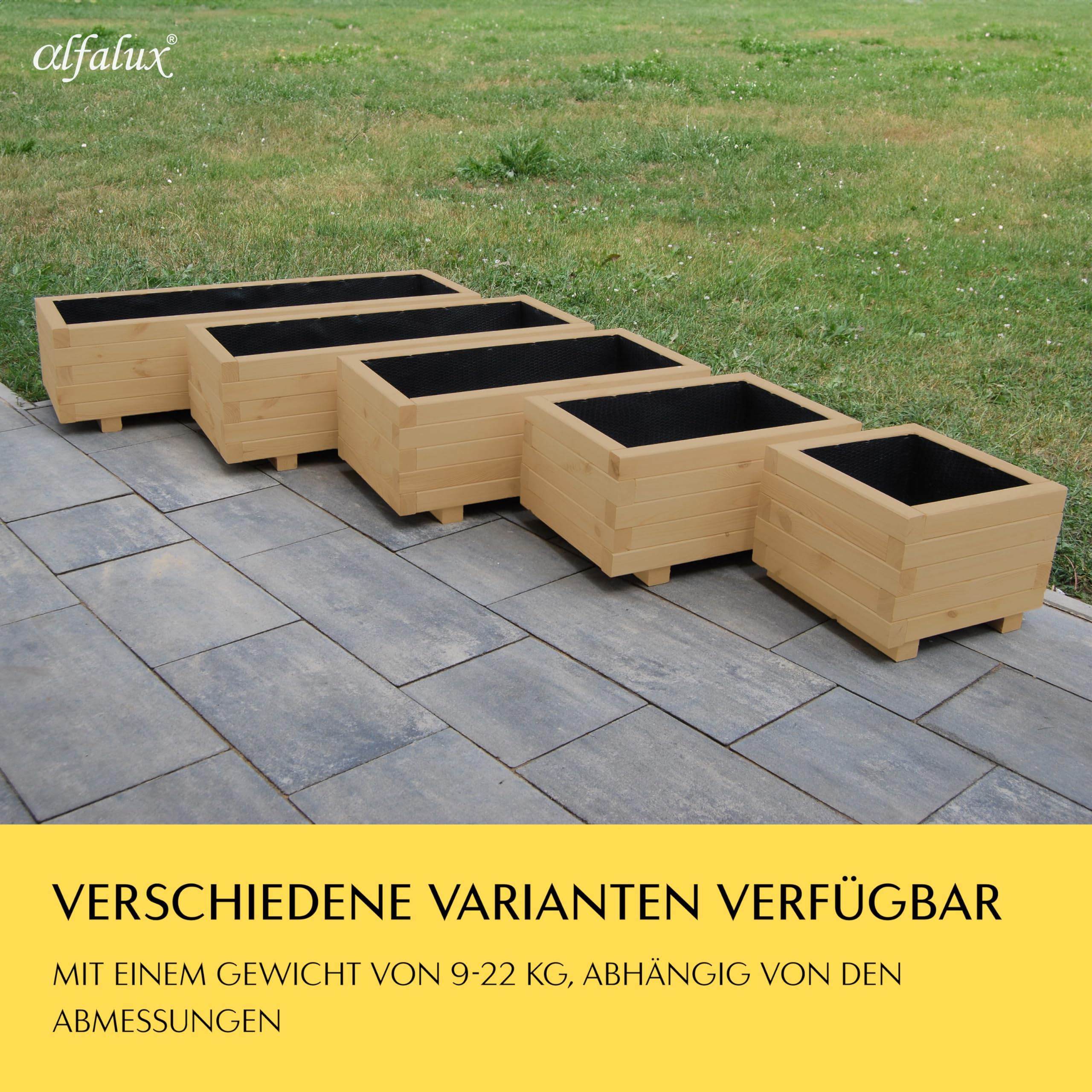 Hochbeet Blumenkasten aus Holz Pflanzkübel Garten Balkon Terrasse Eiche AB100KAN4030EI 100 x 40 x 30H cm mit 2 x Wasserablauf