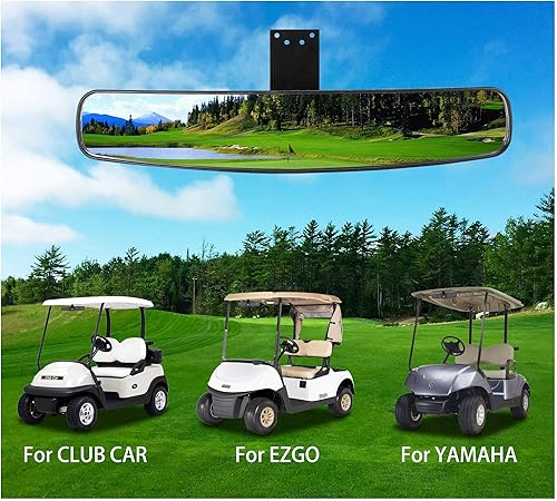 Miniatura 2 de 10L0L Espejo retrovisor universal para carrito de golf, panorámico extra ancho de 16.5 pulgadas, 270 grados para Yamaha EZGO Club Car