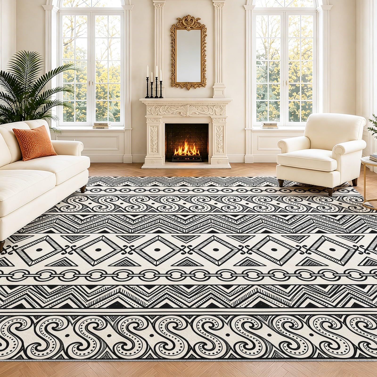Tribal Geometrisch Rutschfester Teppich Wohnzimmer 60 x 120 cm