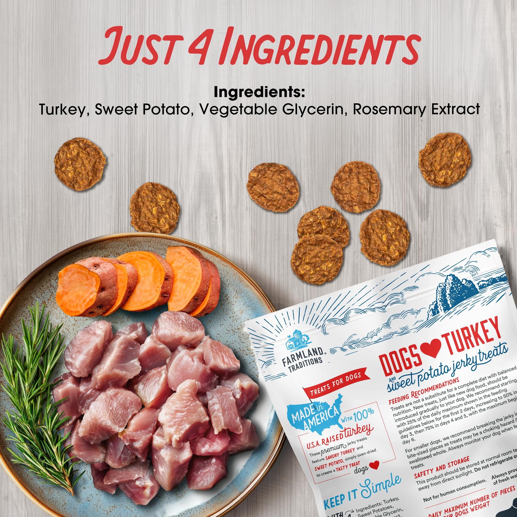 Farmland Traditions USA Made Dogs Loves Dinde et patate douce, 6 oz