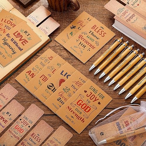 Miniatura 2 de Sinmoe Juego de 120 regalos bíblicos para el Día del Padre, incluye versículos de la Biblia, marcadores de libros cristianos, bolígrafos de