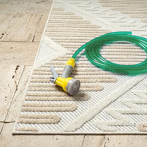 Miniatura 8 de Abani Alfombras de área  Patrón moderno de diamantes  Alfombra crema para sala de estar, dormitorio, comedor  Interiorexterior  Fácil de limpiar, no