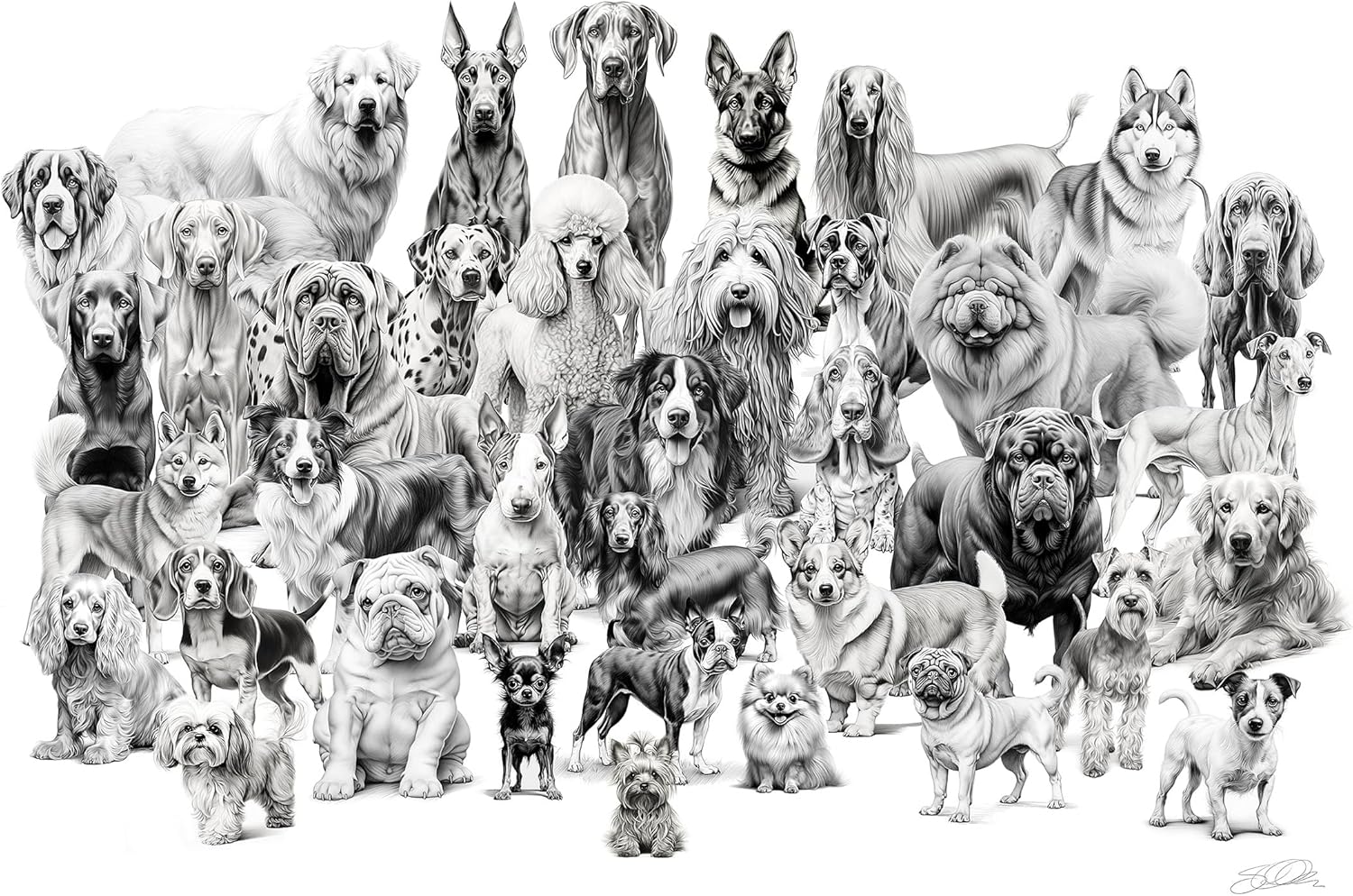 Dog Breed Chart Best Friends and Fur Babies Wall Art
