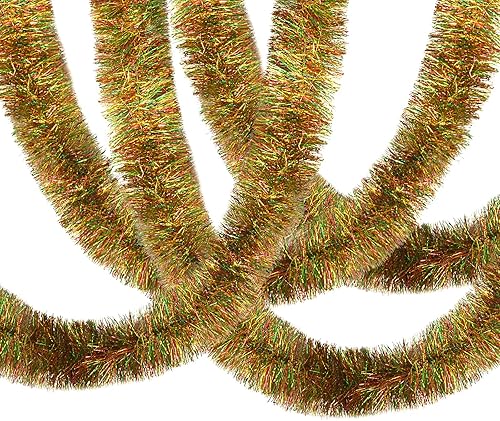 2 guirnaldas coloridas de oropel de 16.4 pies, guirnalda de oropel metálica para decoración de fiestas navideñas, guirnalda de árbol de Navidad,