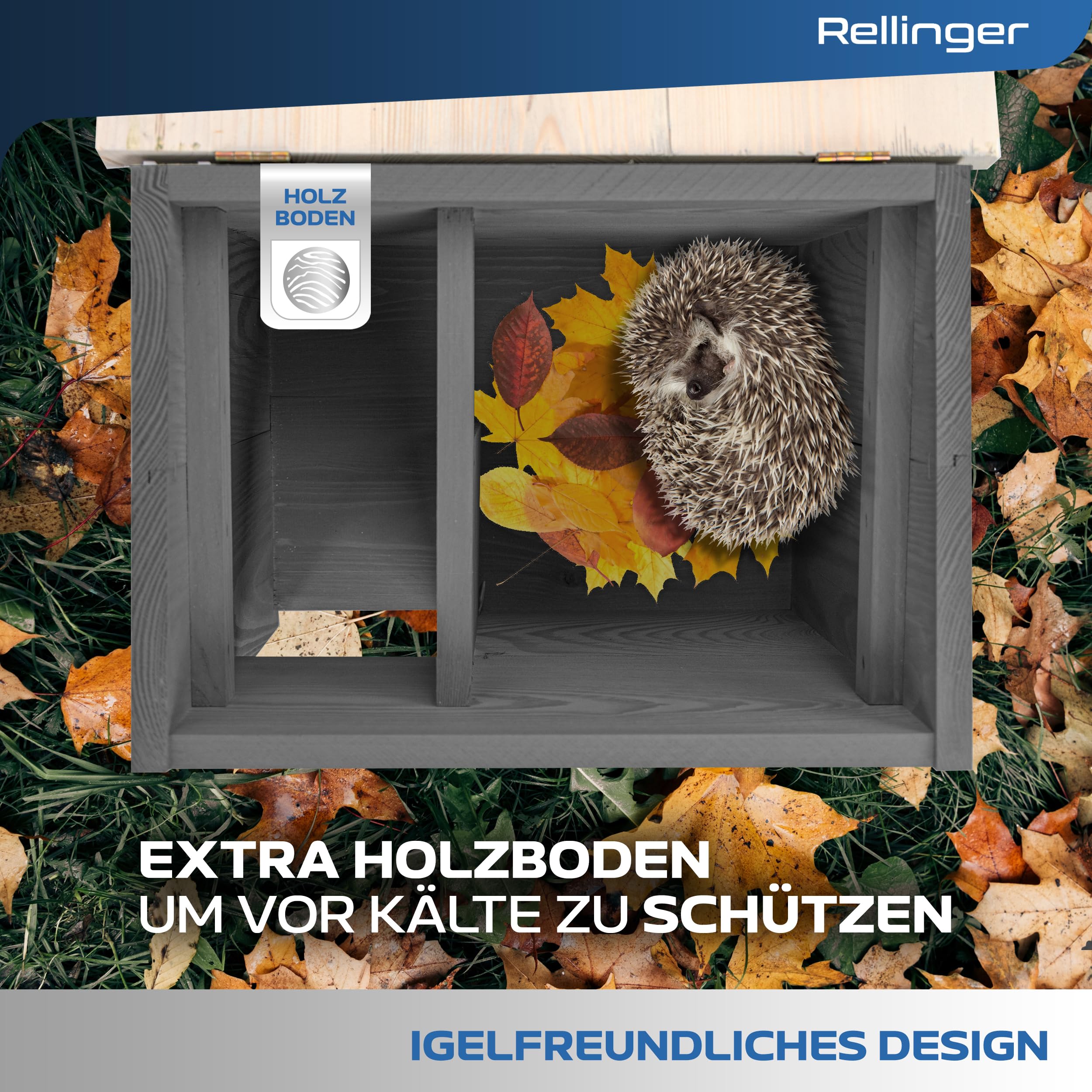 Igelhaus Winterfest mit Boden Premium Igelfutterhaus mit Labyrinth Eingang Igel Schlafhaus