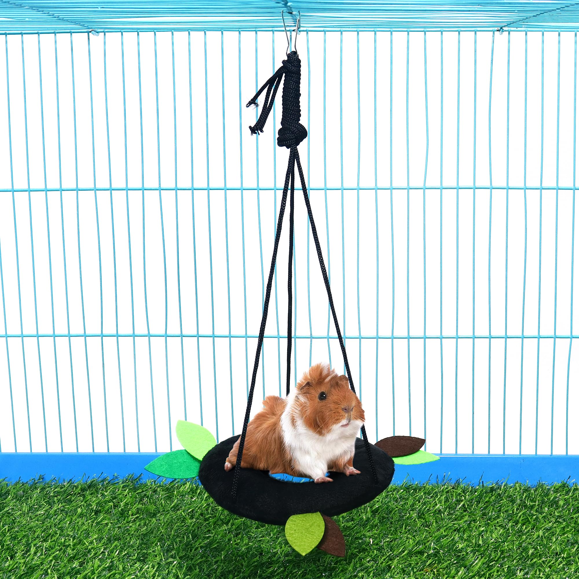 Lot de 5 hamsters à suspendre pour hamster, rat, cochon d'Inde, cage jouet accessoire de cage à motif forêt, tunnel et balançoire pour petits animaux, planeur, écureuil jouant au sommeil (noir)