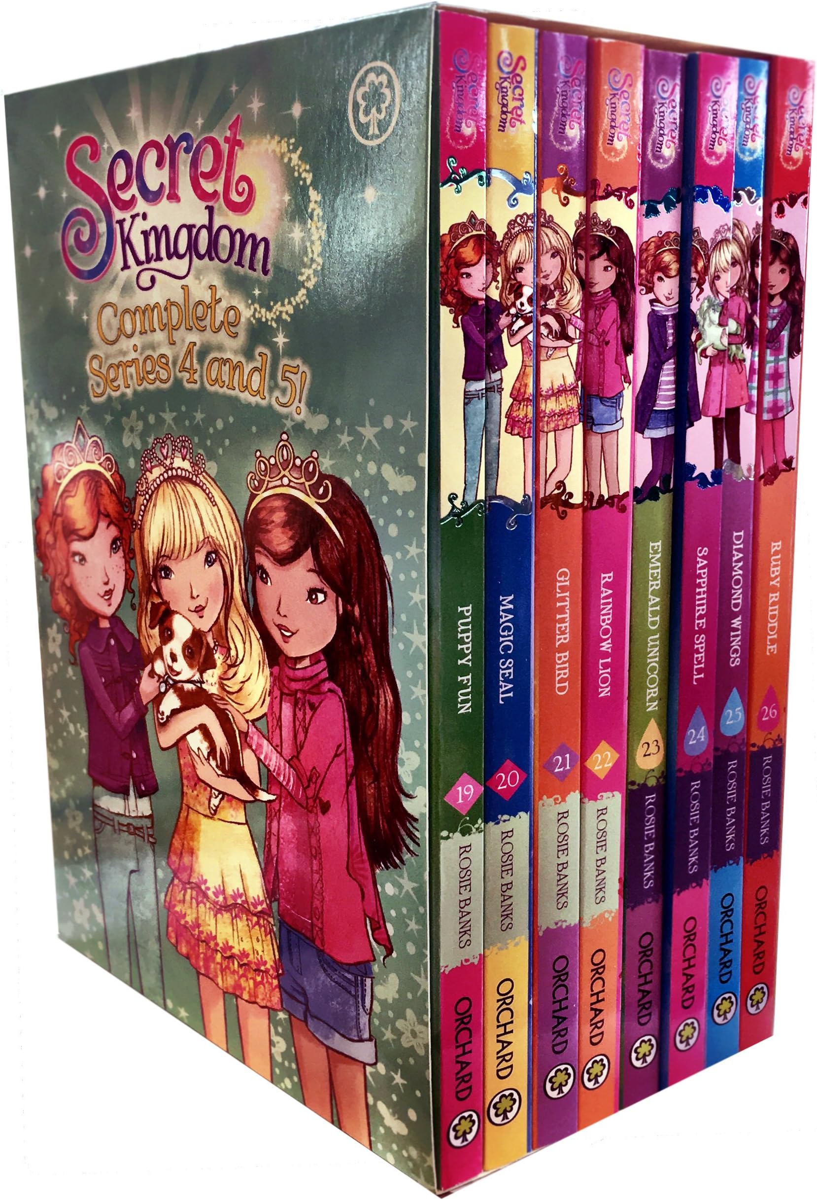 Secret Kingdom Series 4 and 5 Collection Rosie Banks 8 Books Box Set (Book 19-26) (Puppy Fun, Magic Seal, Glitter Bird, Rainbow Lion, Emerald unicorn, Sapphire Spell, Diamond Wings, Ruby Riddle)